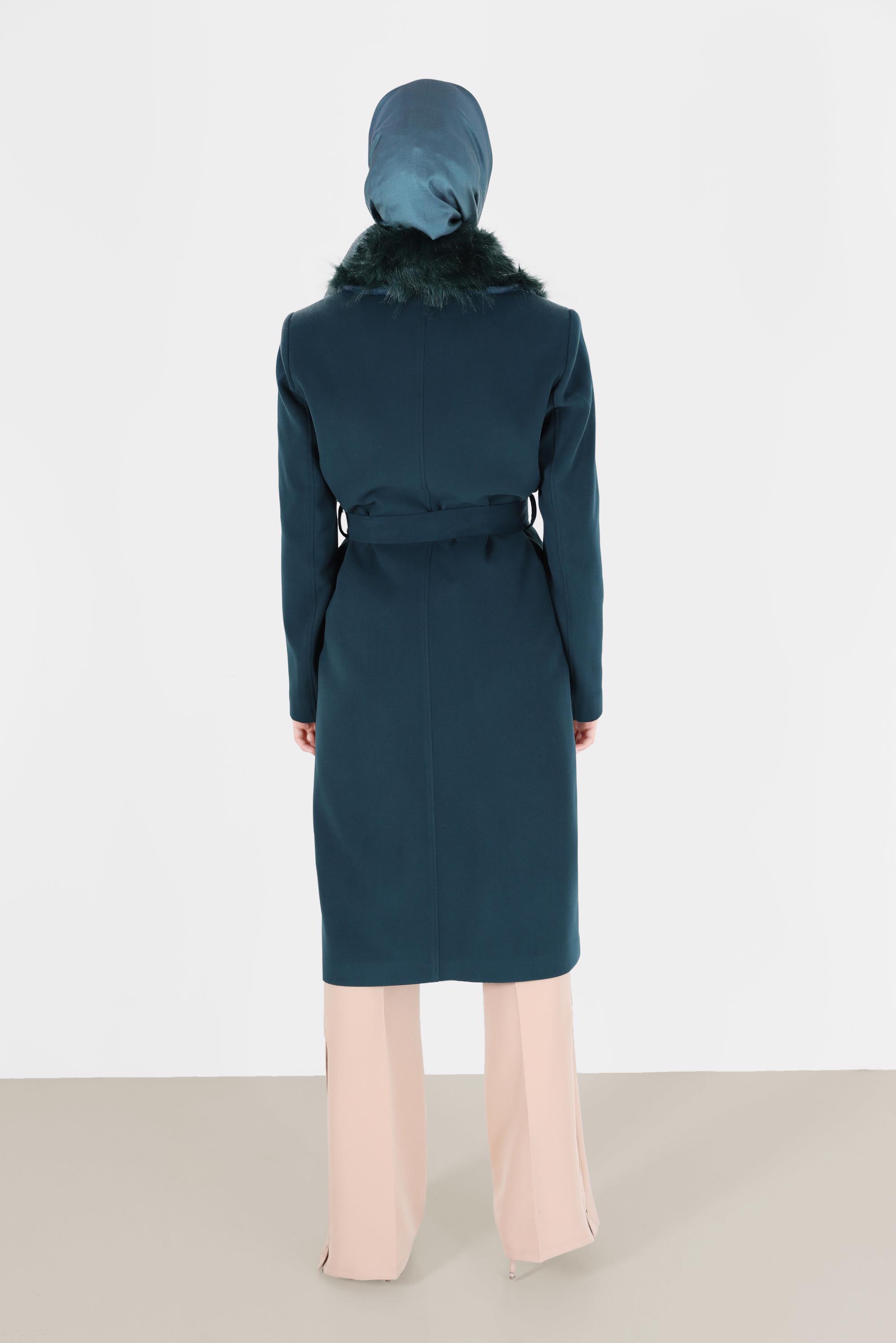Vêtements hijab BLEU MANTEAU WALKER EN FAUSSE FOURRURE 90145