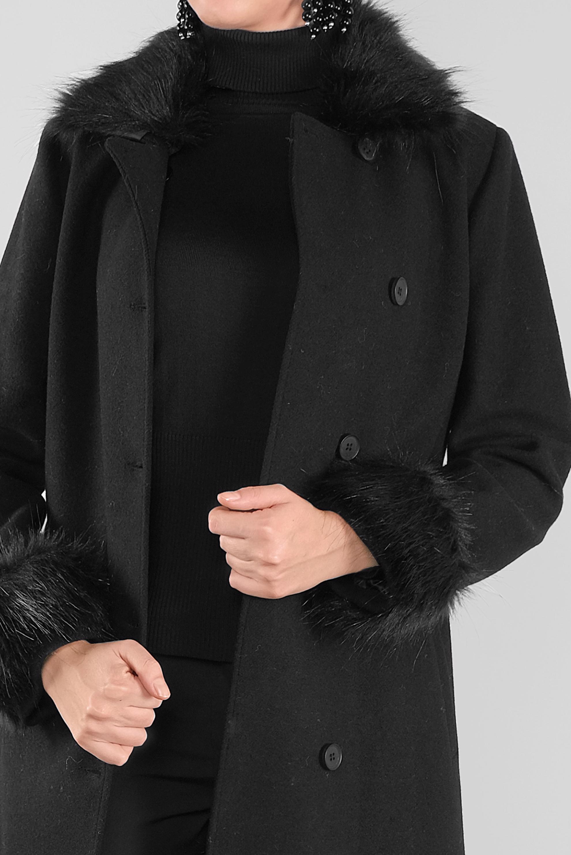 Tesettür giyim SİYAH KÜRKLÜ KUŞAKLI KAŞE KABAN 90164 