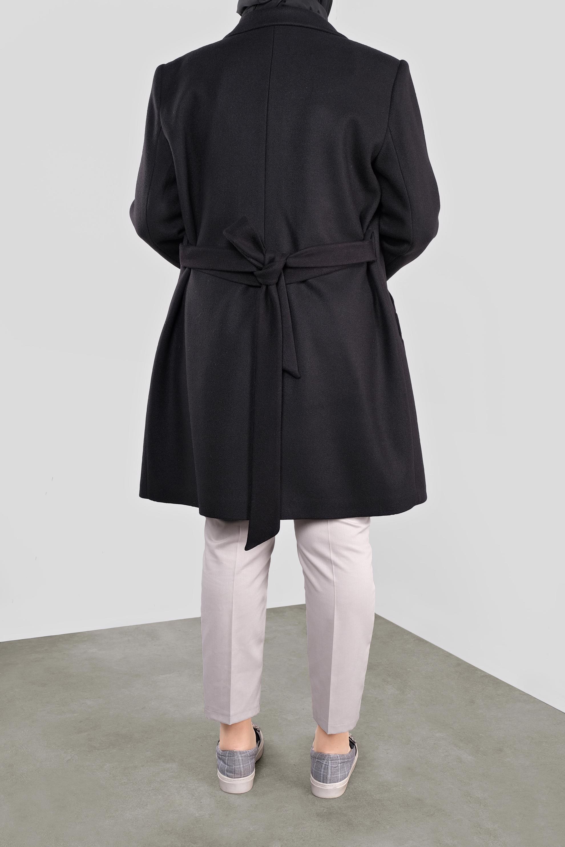 Vêtements hijab NOIR CABAN À DEUX RANGÉES DE BOUTONS 90166 