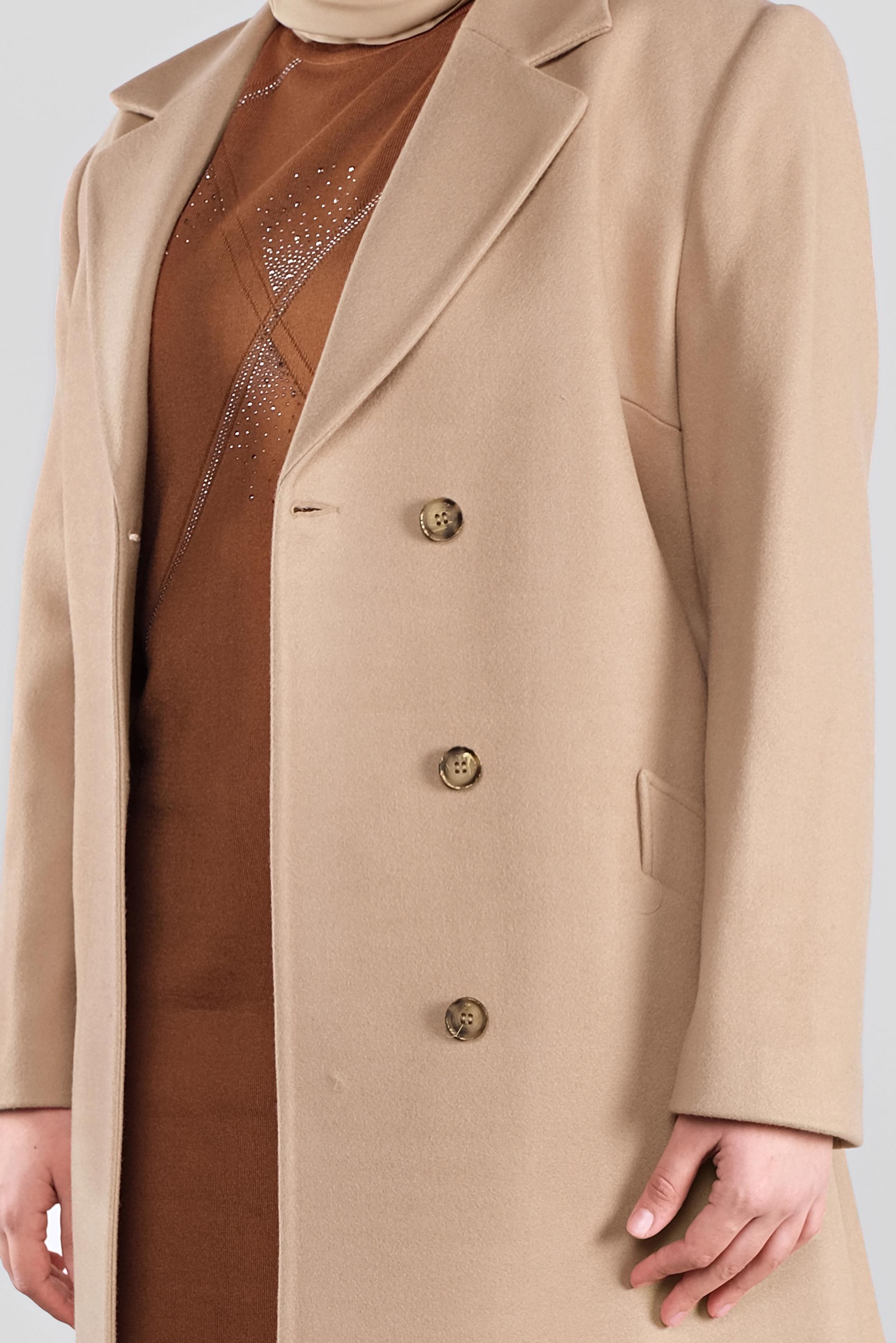 Vêtements hijab BRUN CABAN À DEUX RANGÉES DE BOUTONS 90166 