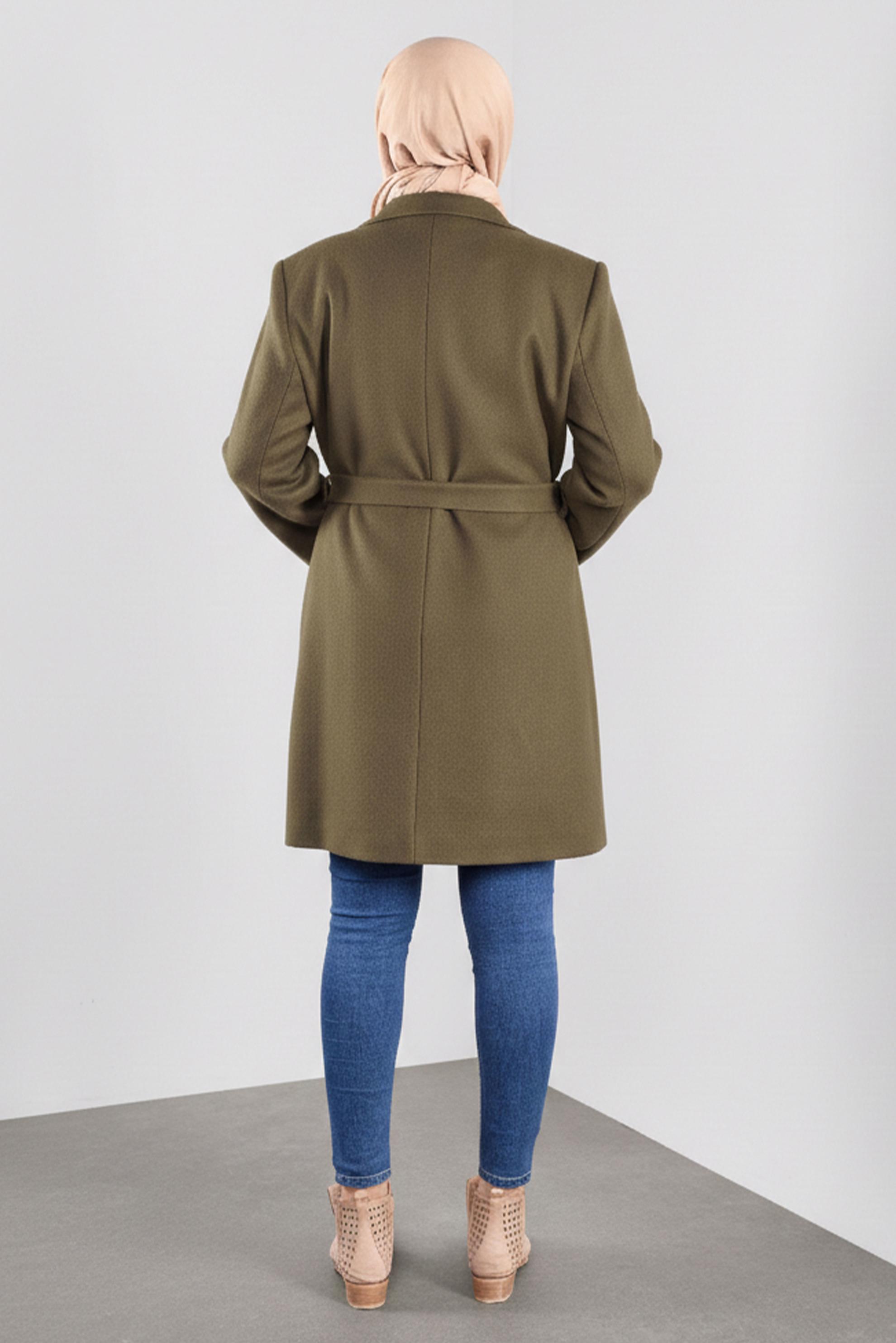 Hijab clothing KHAKI DOUBLE-BREASTED CACHE COAT 90166