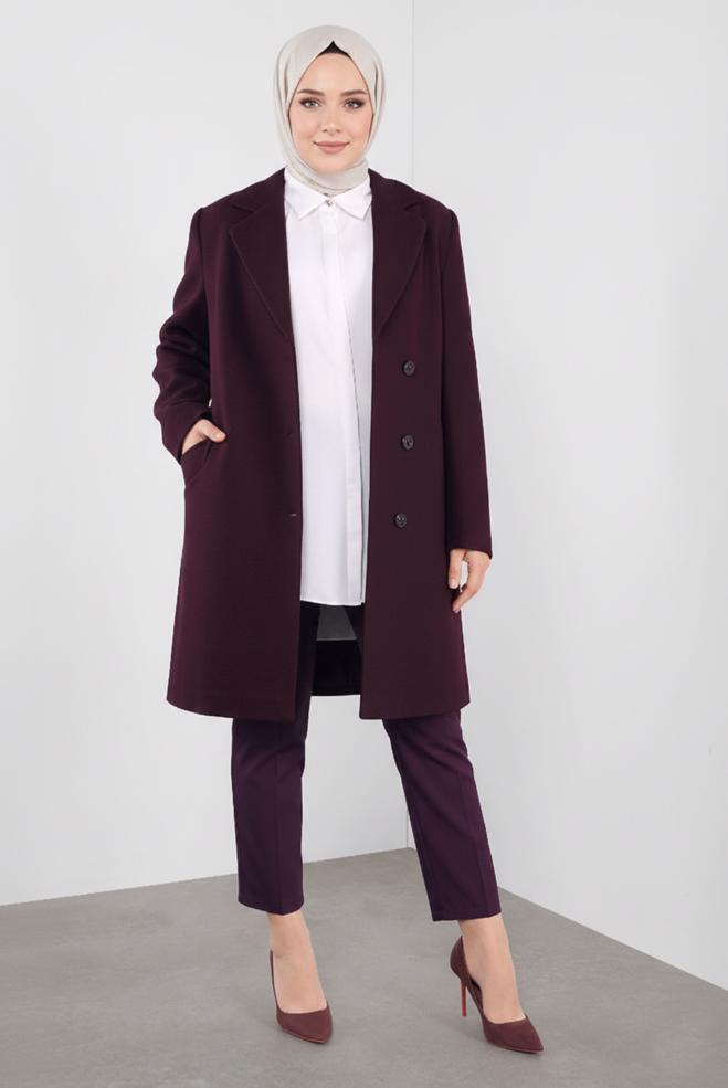 Hijab clothing DAMSON DOUBLE-BREASTED CACHE COAT 90166 - ALVİNA