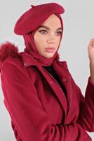 FAUX-FUR-TRIM HOODED COAT 90176 