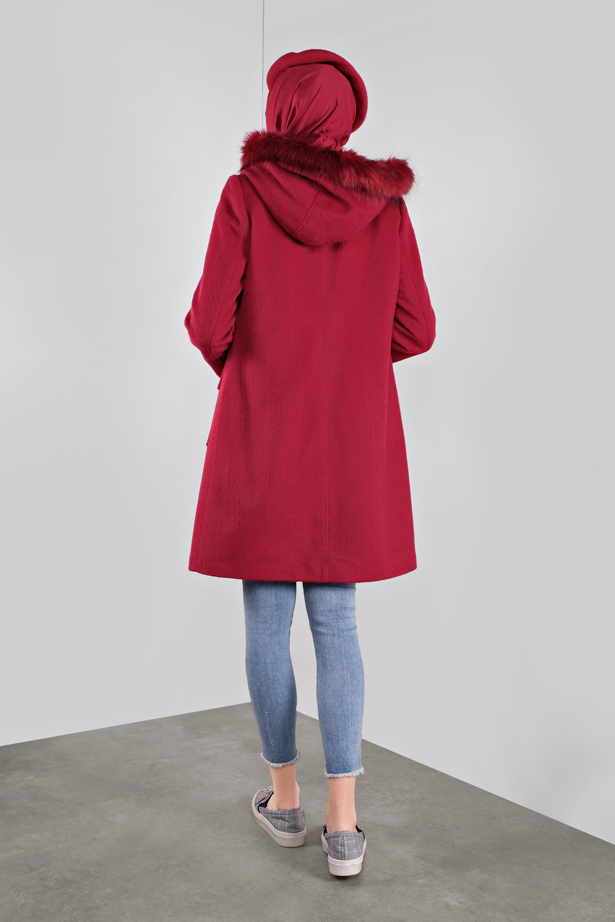 Vêtements hijab ROUGE CABAN EN LAINE À CAPUCHE 90176