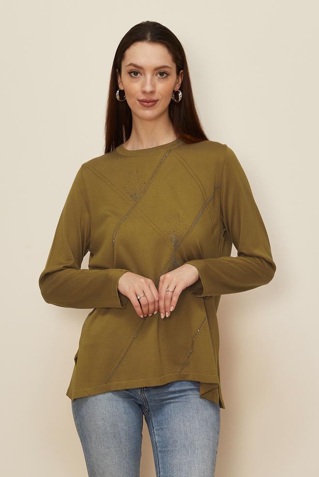 Tesettür giyim SARI TAŞ DETAYLI TRİKO KAZAK 20102 - ALVİNA