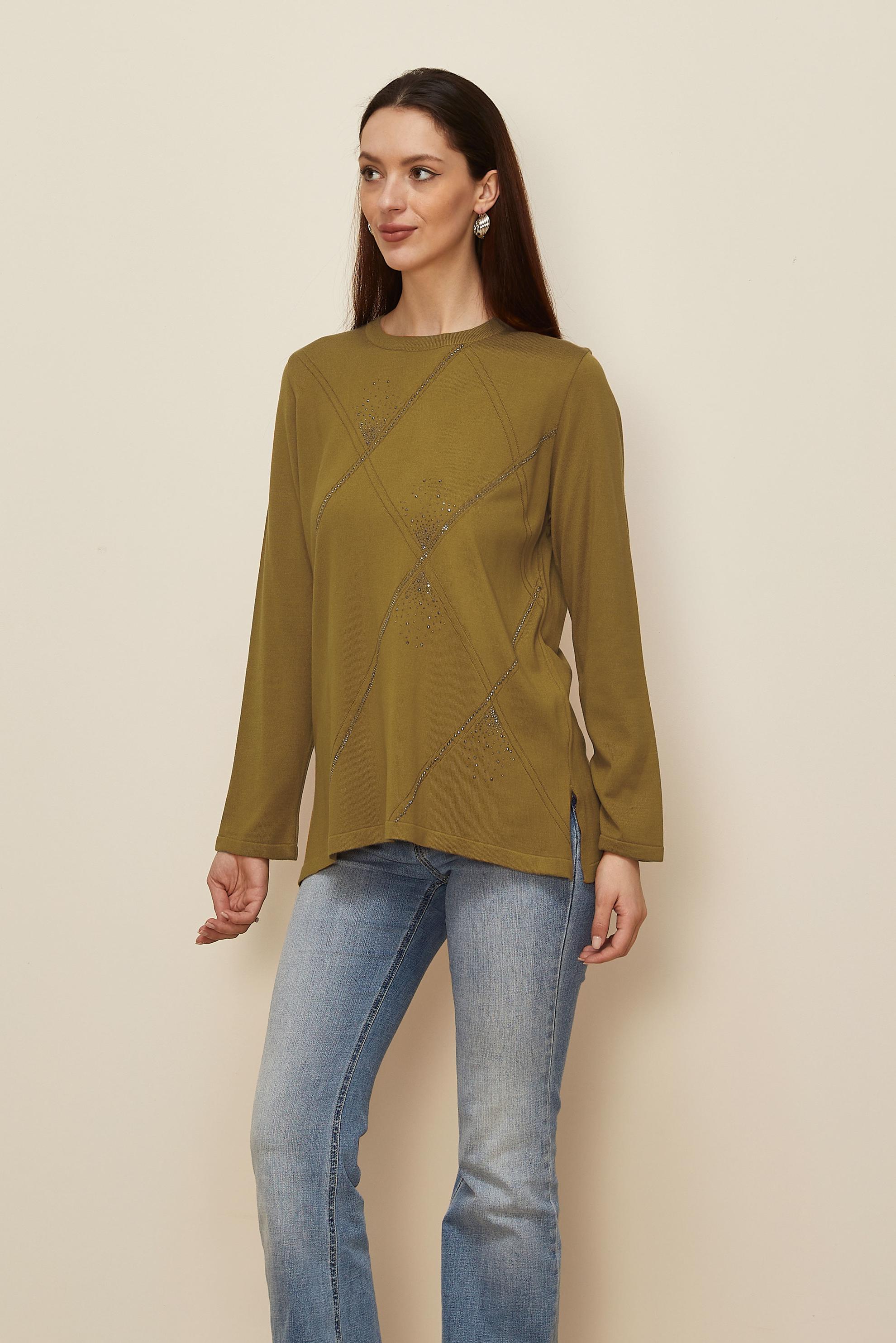 Tesettür giyim SARI TAŞ DETAYLI TRİKO KAZAK 20102