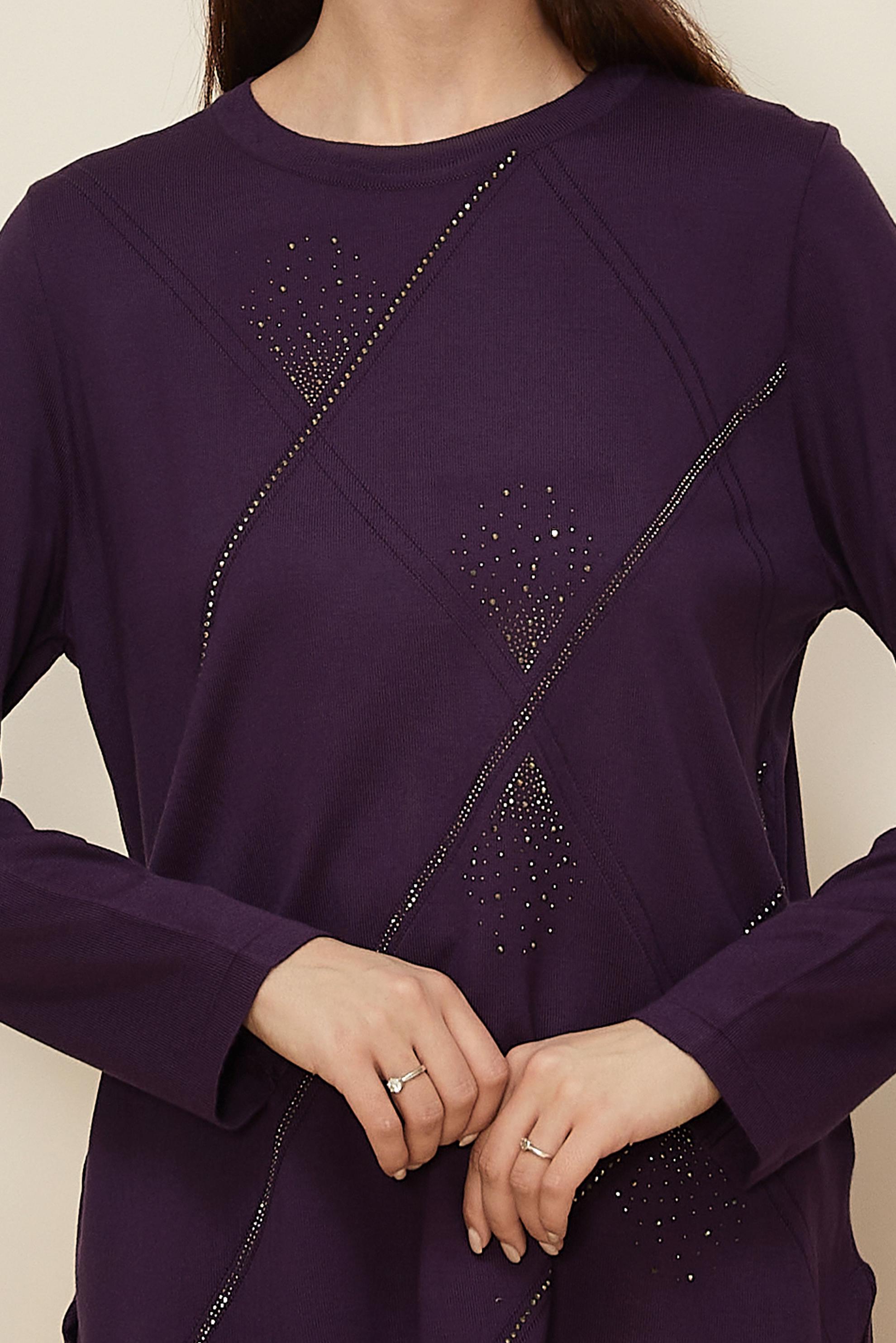 Tesettür giyim MOR TAŞ DETAYLI TRİKO KAZAK 20102