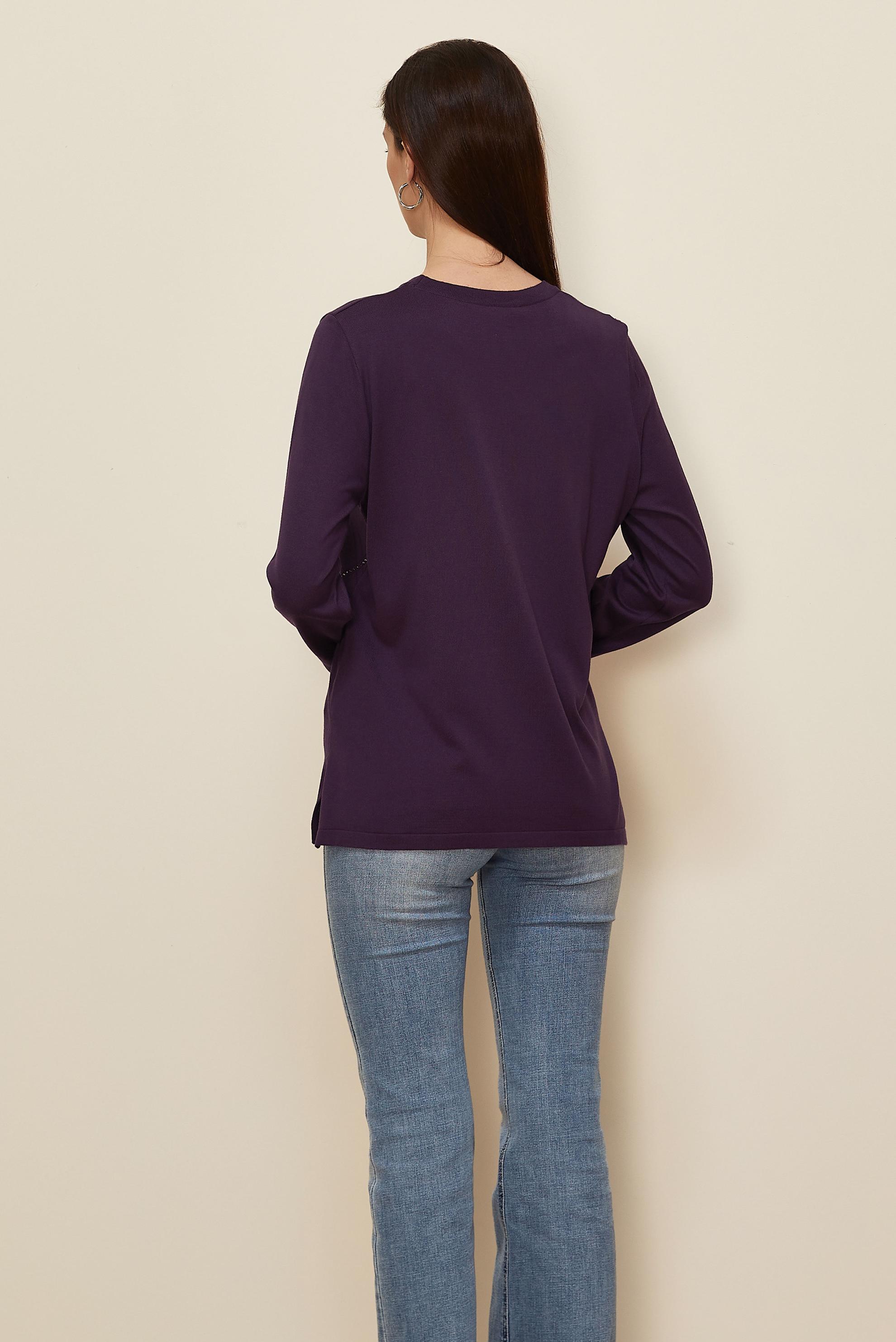 Tesettür giyim MOR TAŞ DETAYLI TRİKO KAZAK 20102