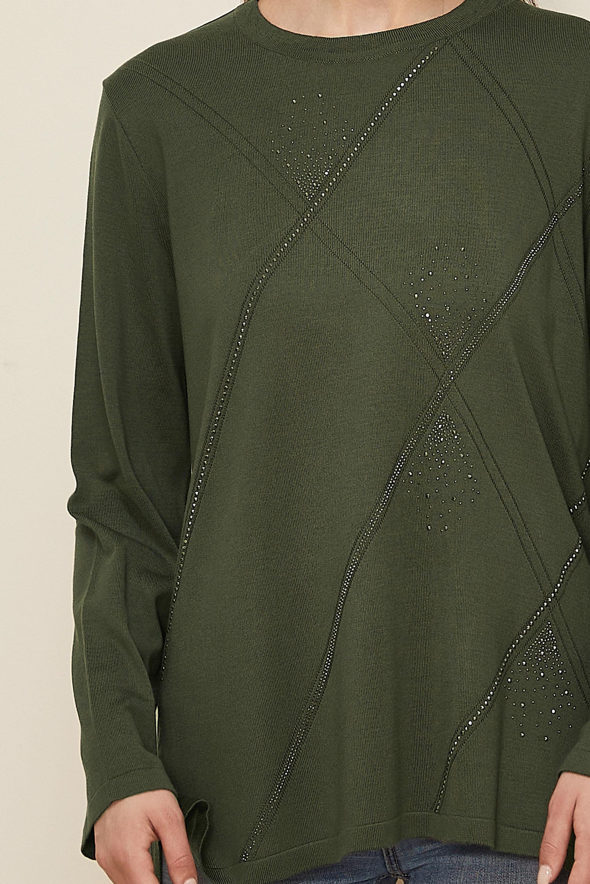 Tesettür giyim HAKİ TAŞ DETAYLI TRİKO KAZAK 20102