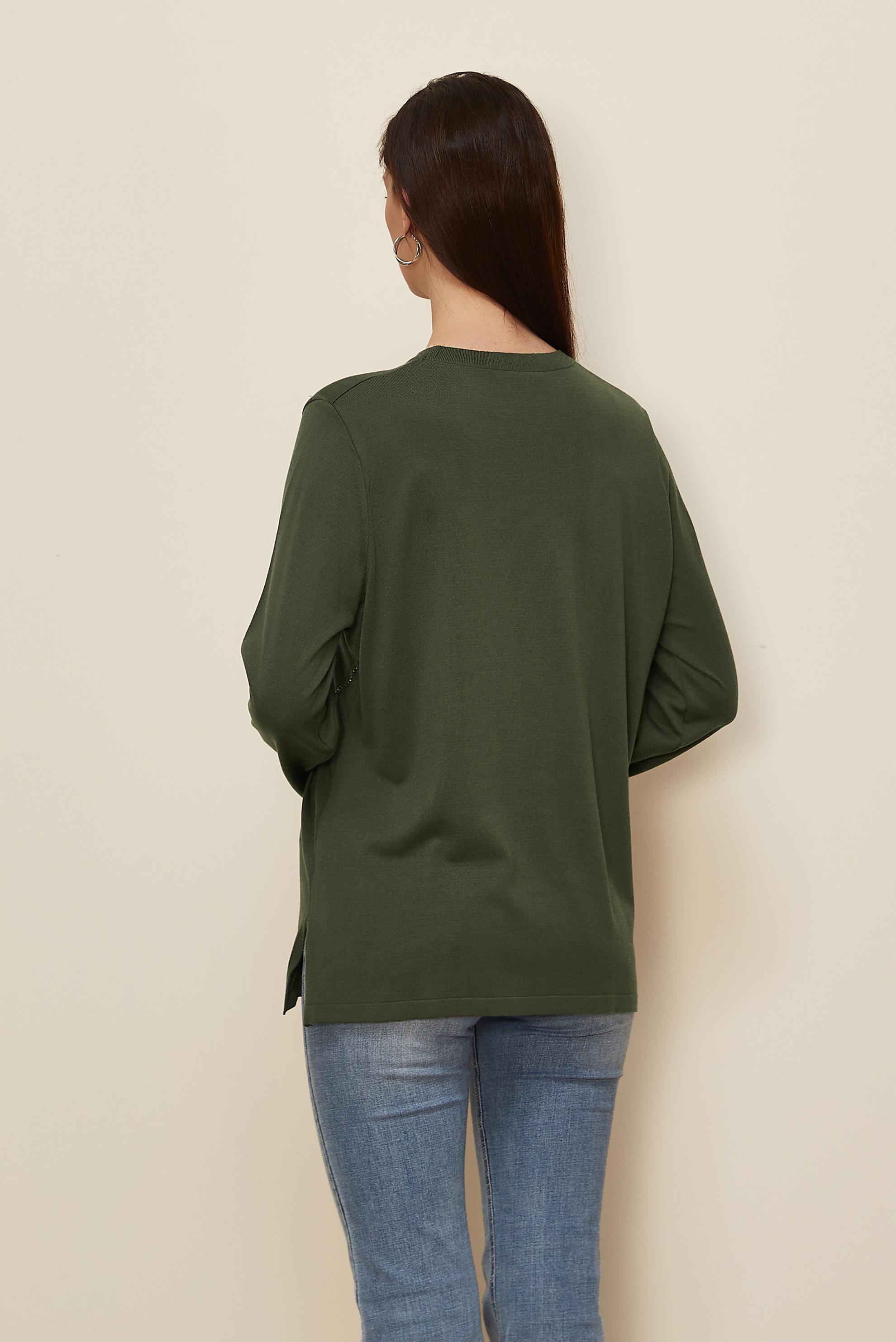 Tesettür giyim HAKİ TAŞ DETAYLI TRİKO KAZAK 20102