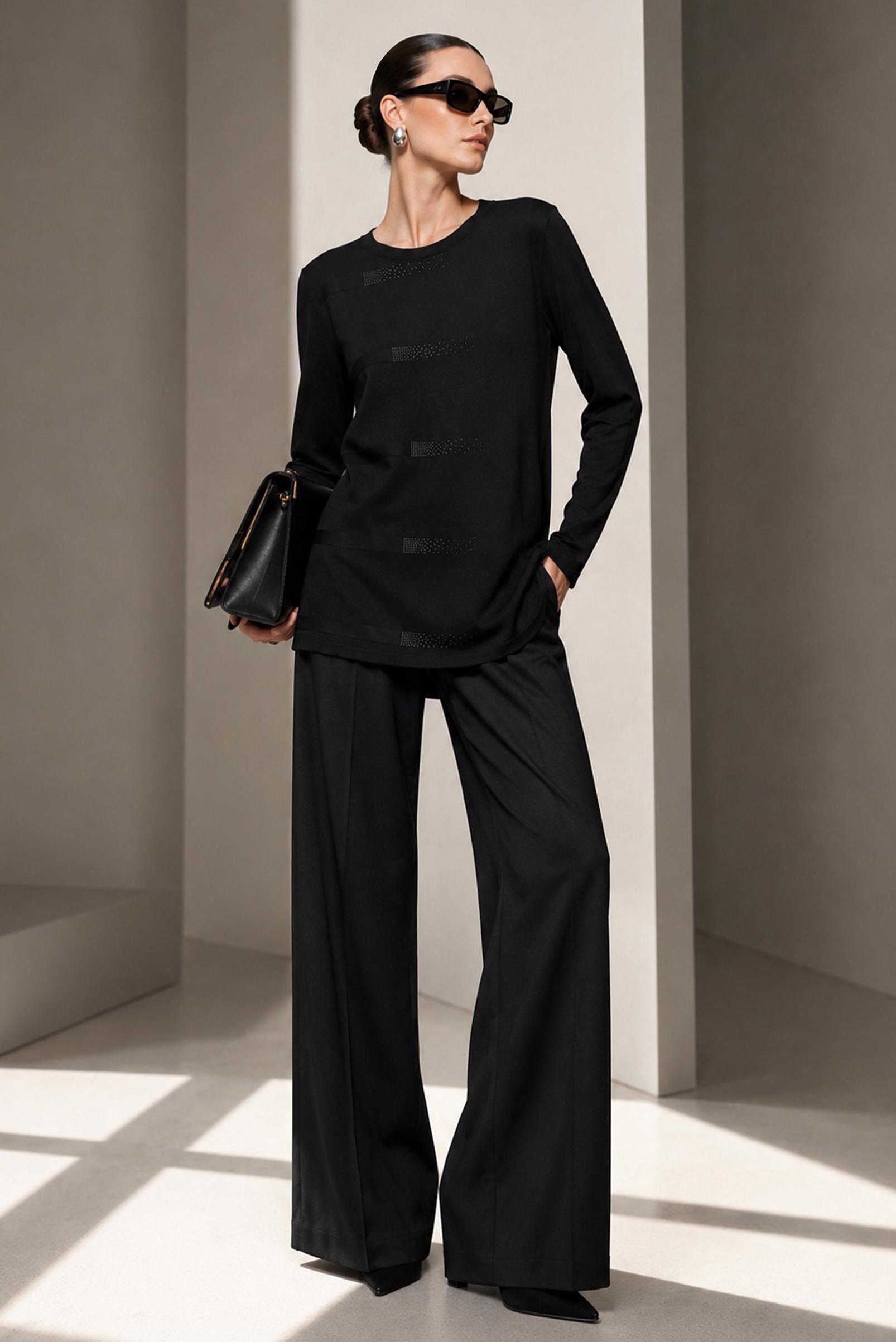 Vêtements hijab NOIR PULL EN MAILLE DÉTAIL GEMME 20104