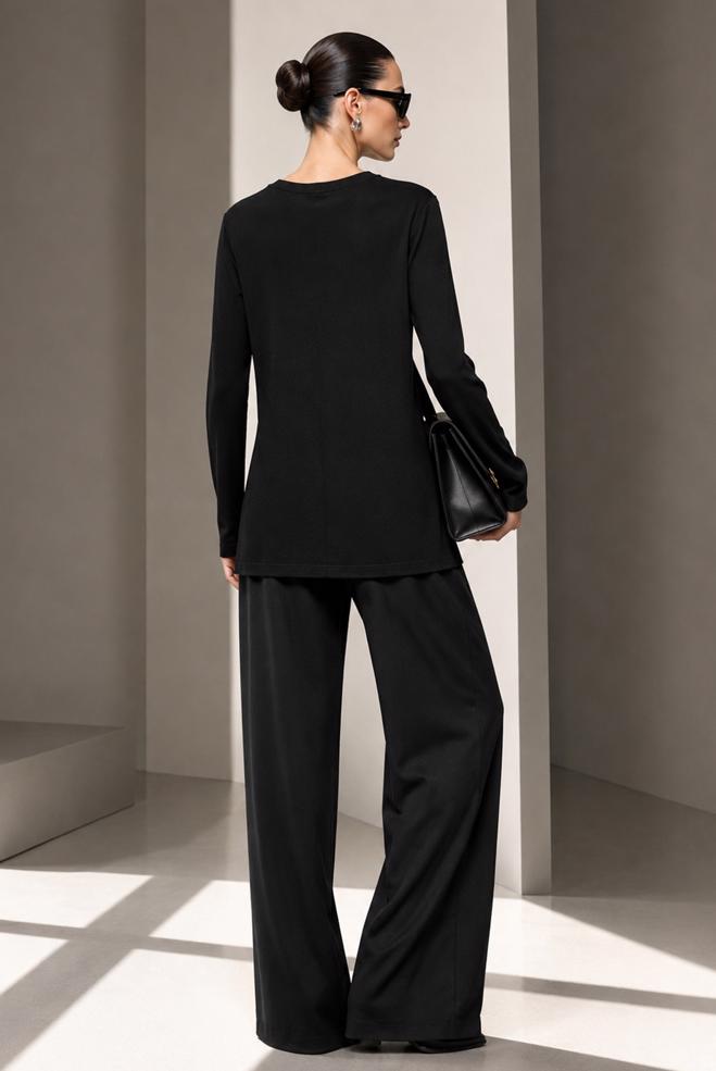 Vêtements hijab NOIR PULL EN MAILLE DÉTAIL GEMME 20104 - ALVİNA