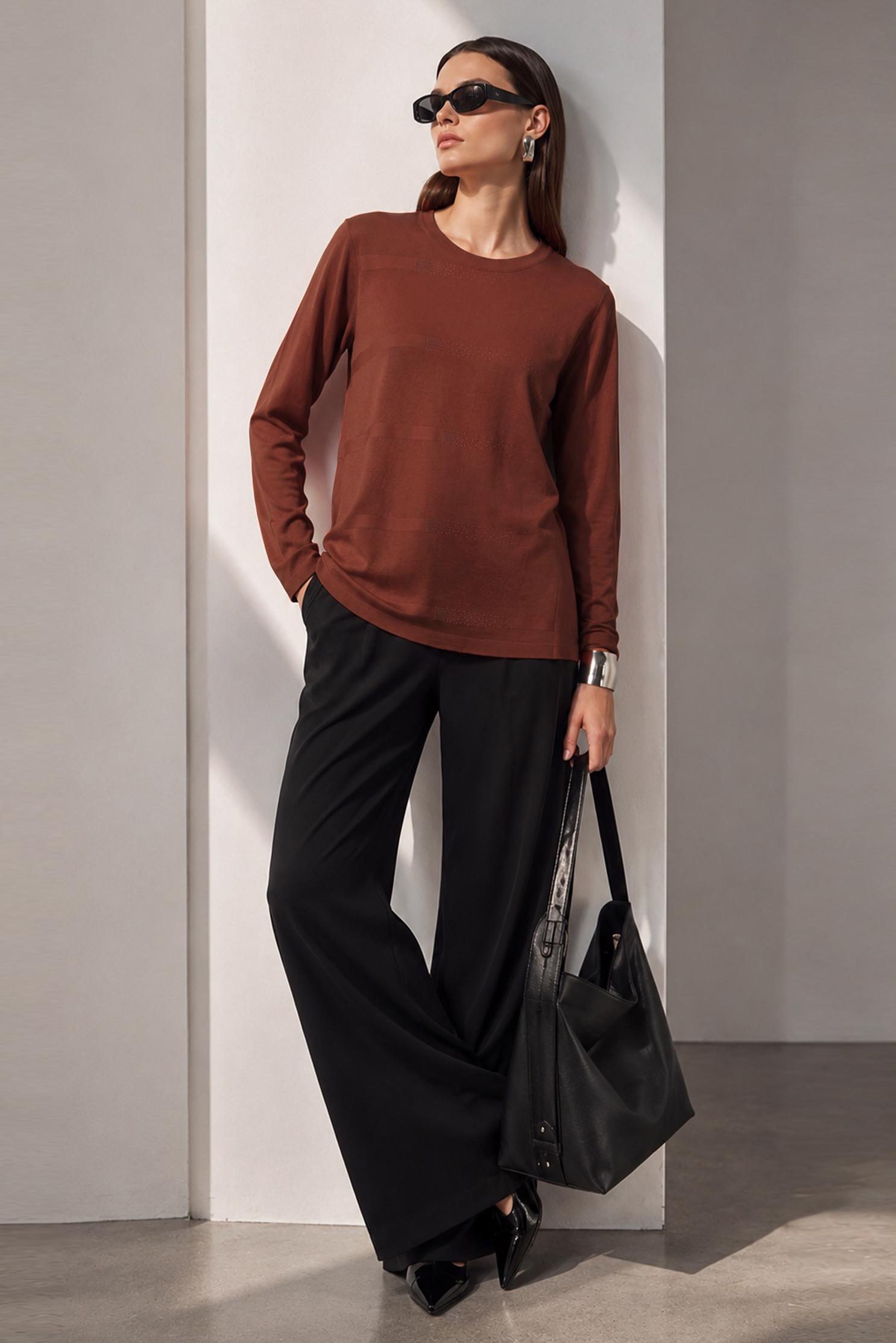 Vêtements hijab TABA PULL EN MAILLE DÉTAIL GEMME 20104