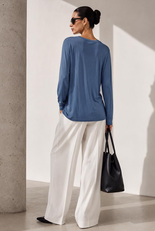 Vêtements hijab BLEU MARINE PULL EN MAILLE DÉTAIL GEMME 20104 - ALVİNA