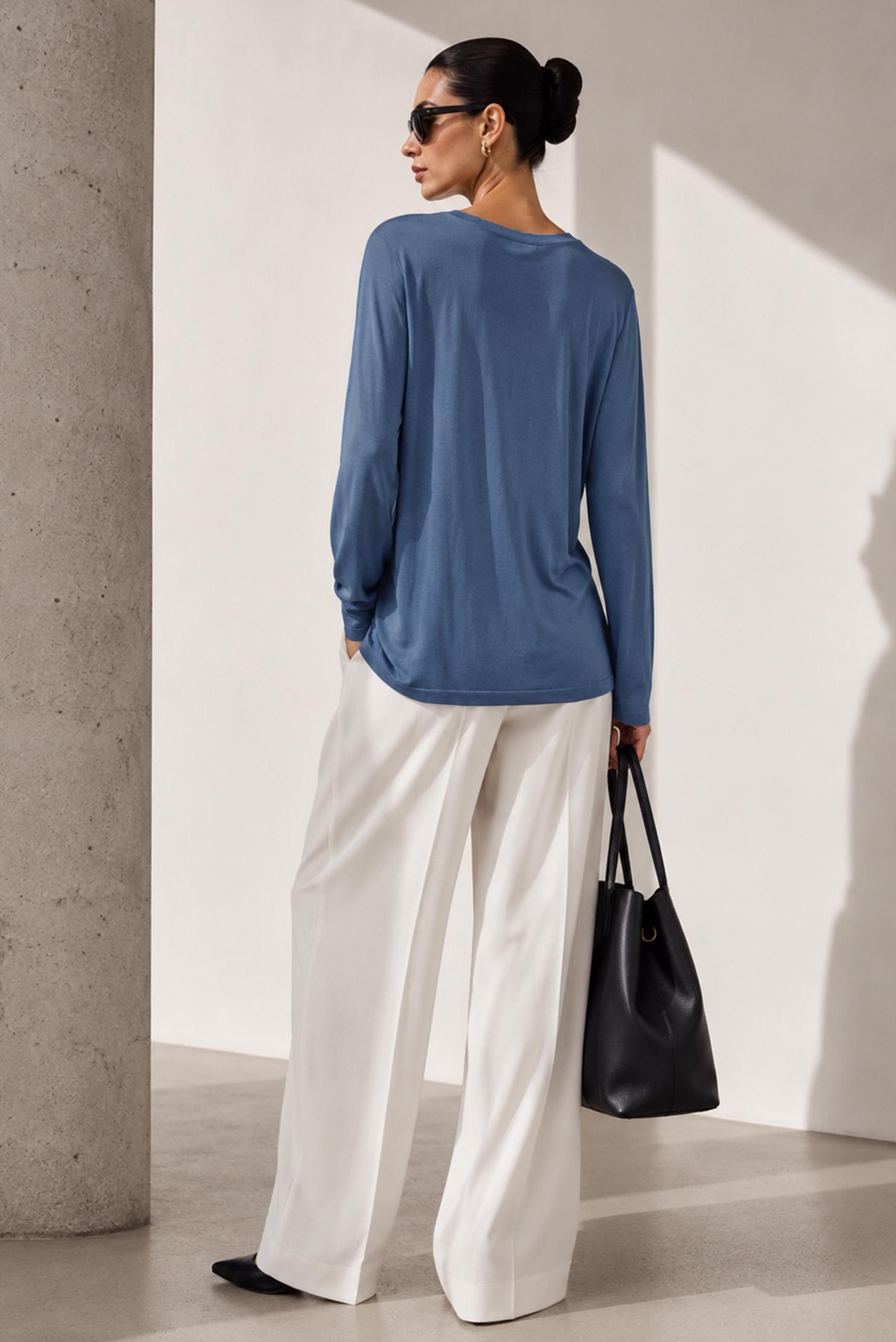 Vêtements hijab BLEU MARINE PULL EN MAILLE DÉTAIL GEMME 20104