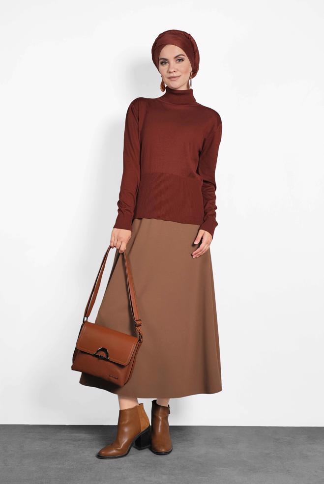 Hijab clothing  MOCK-NECK KNIT SWEATER 40042  - ALVİNA