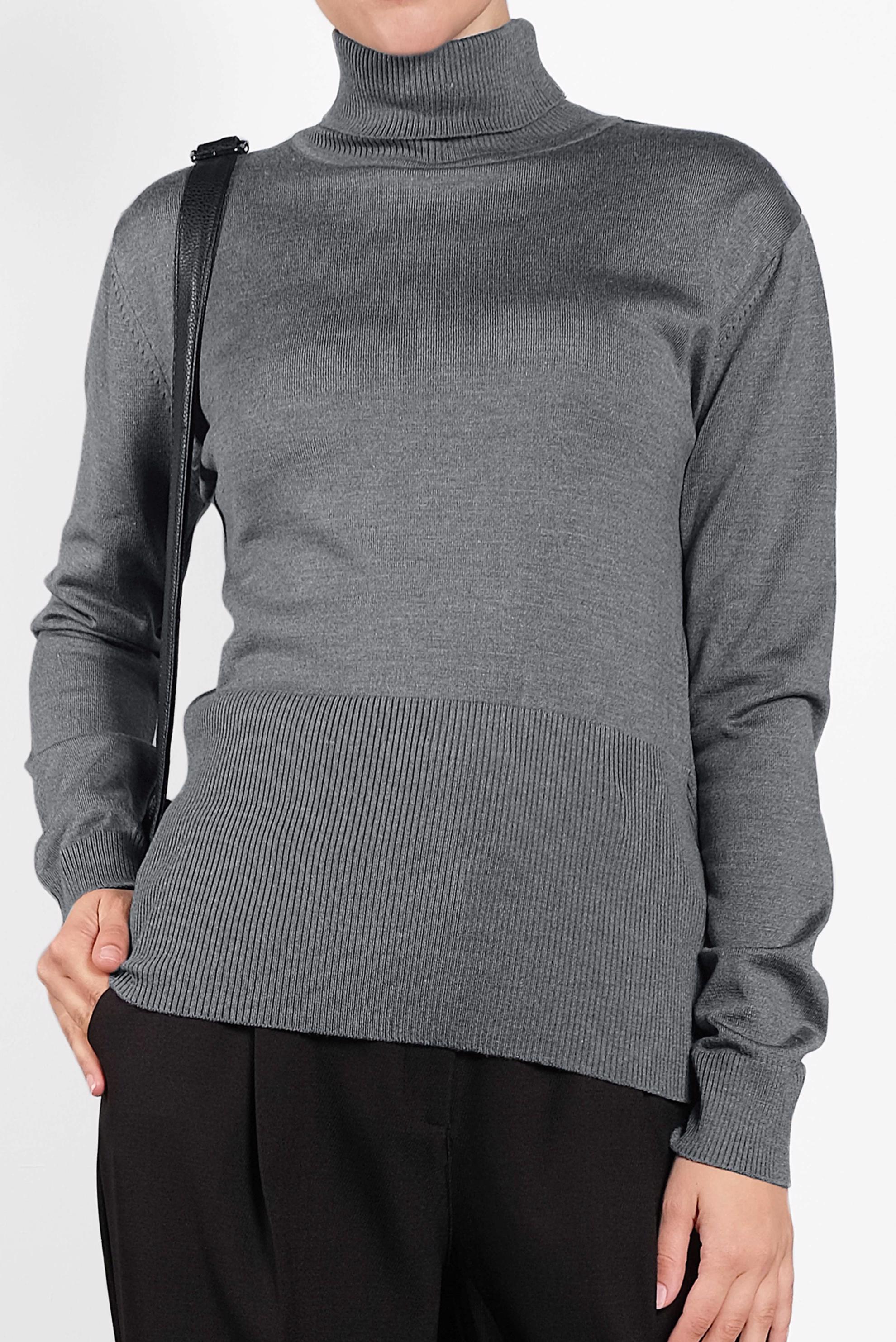 Tesettür giyim GRİ BALIKÇI YAKA TRİKO KAZAK 40042