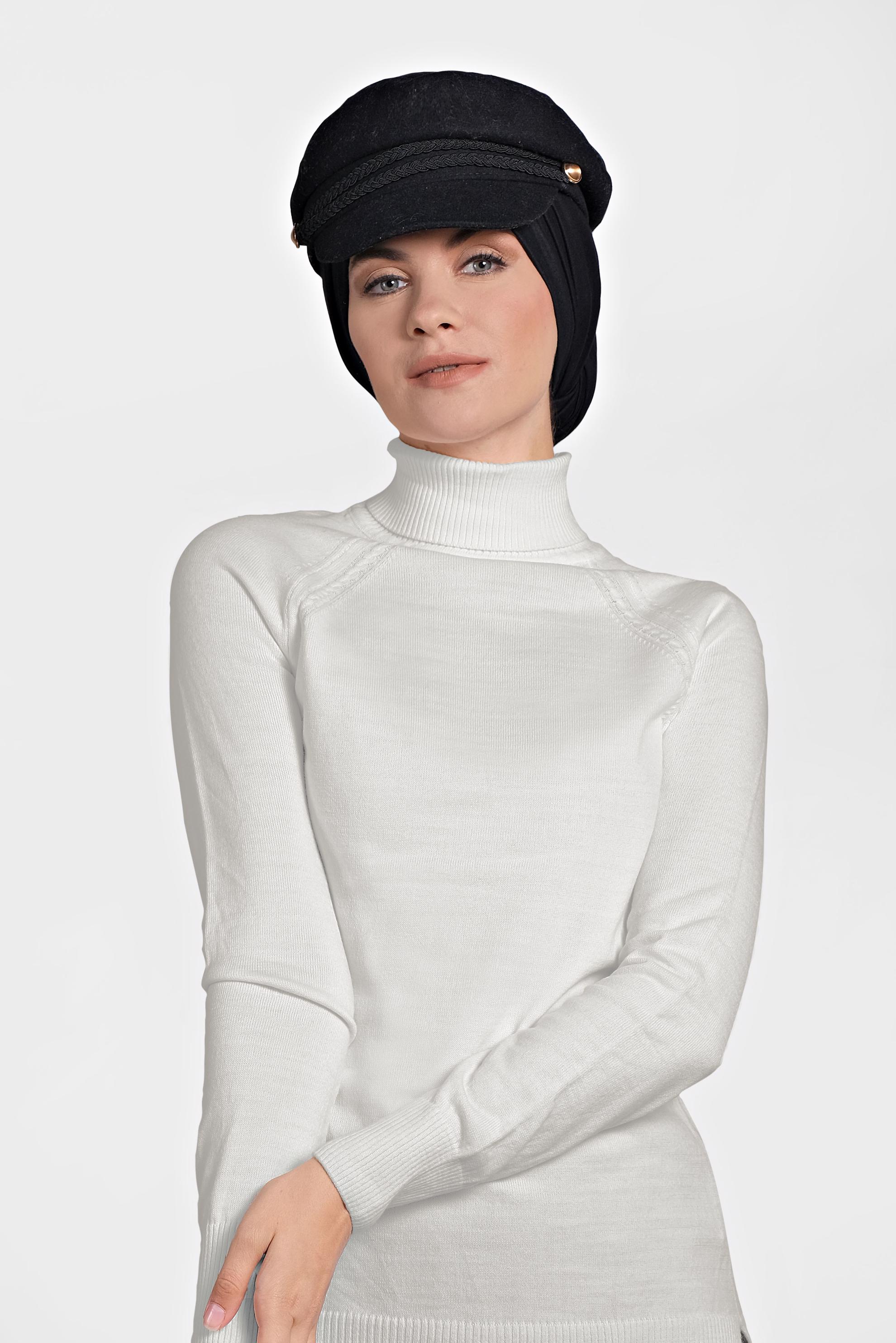 Tesettür giyim BEYAZ BALIKÇI YAKA TRİKO KAZAK 40070 