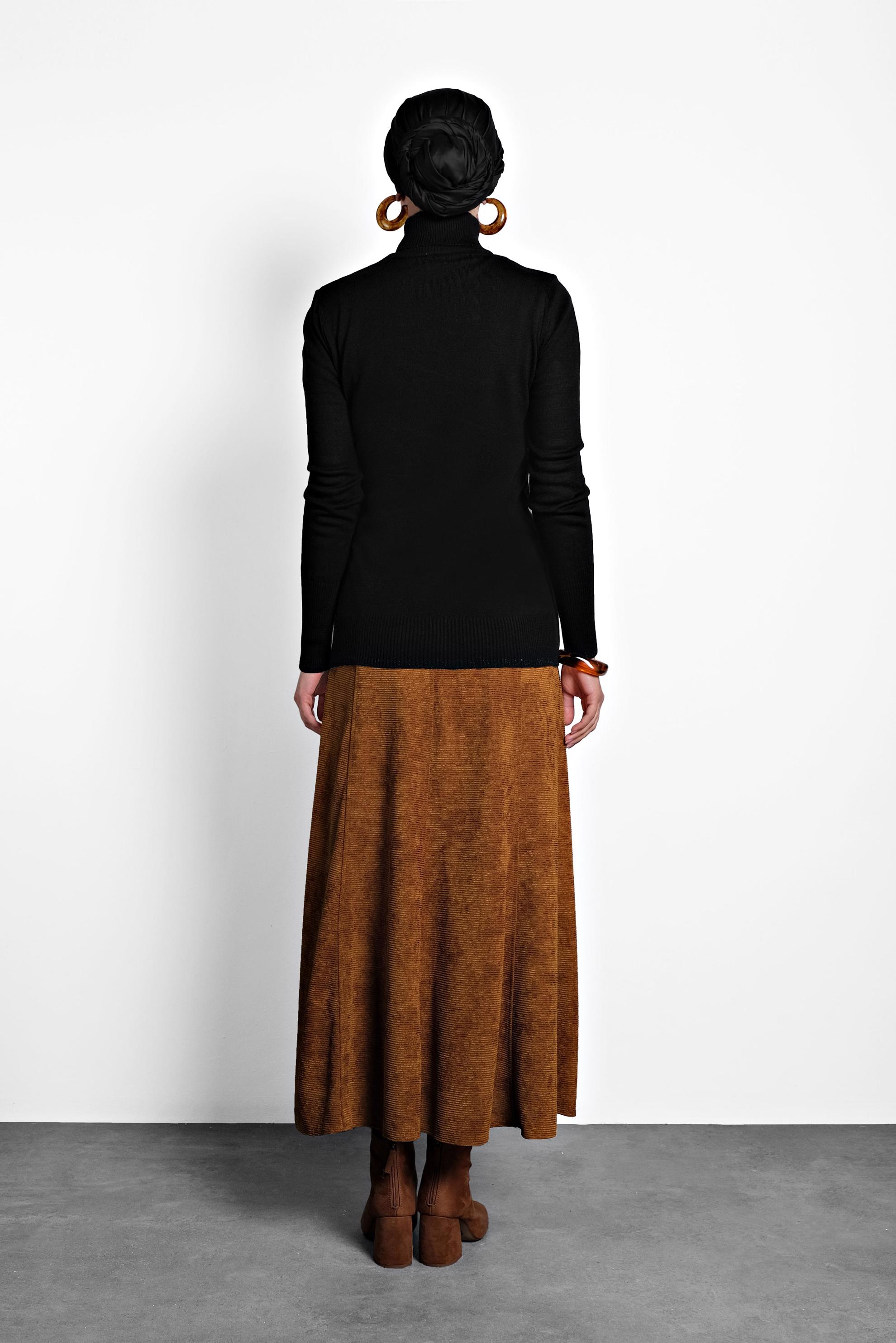 Tesettür giyim SİYAH BALIKÇI YAKA TRİKO KAZAK 40073