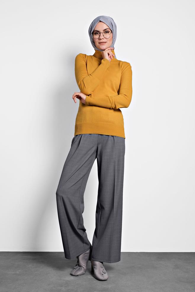 Tesettür giyim  BALIKÇI YAKA TRİKO KAZAK 40073 - ALVİNA