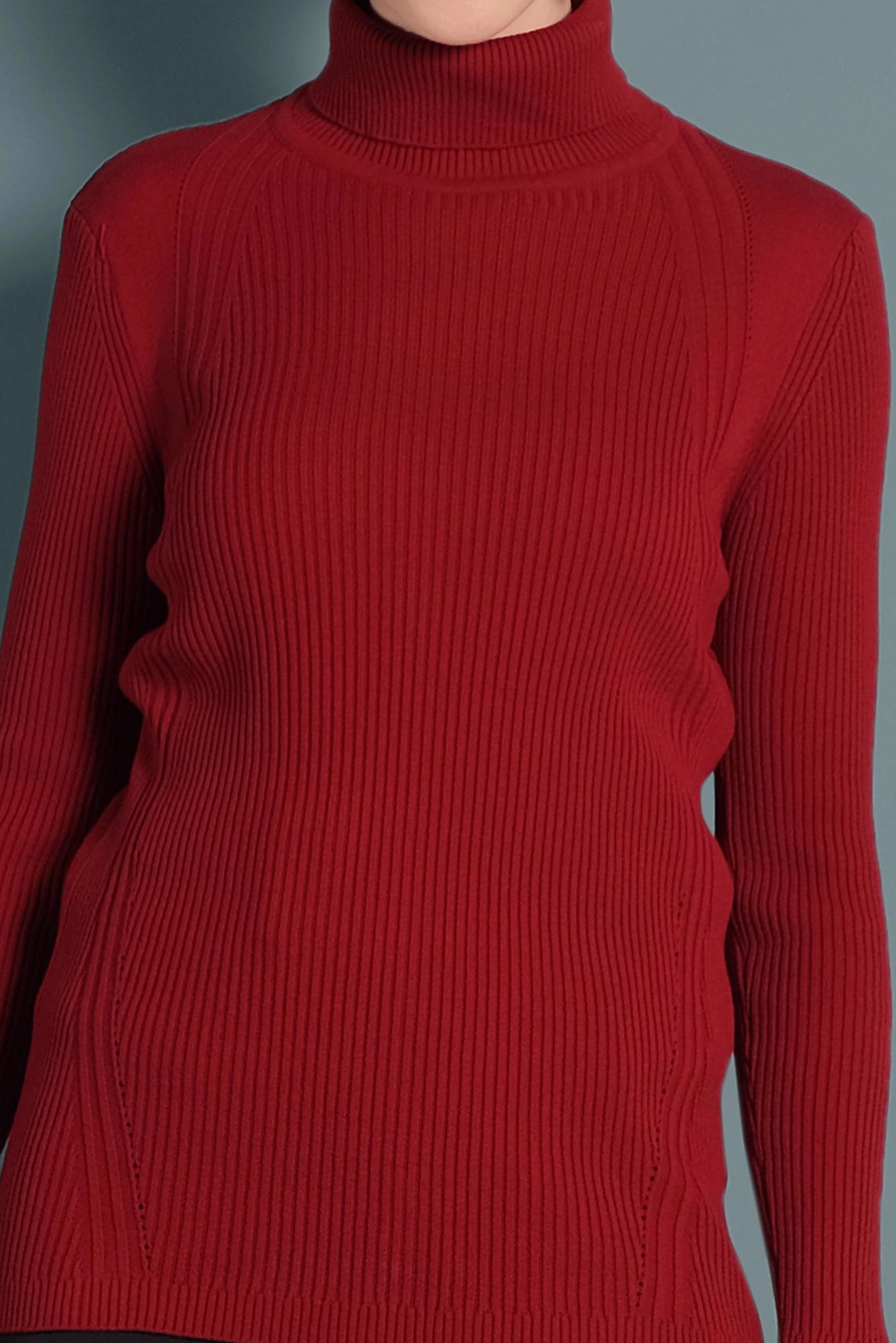 Tesettür giyim KIRMIZI BOĞAZLI TRİKO KAZAK 40278