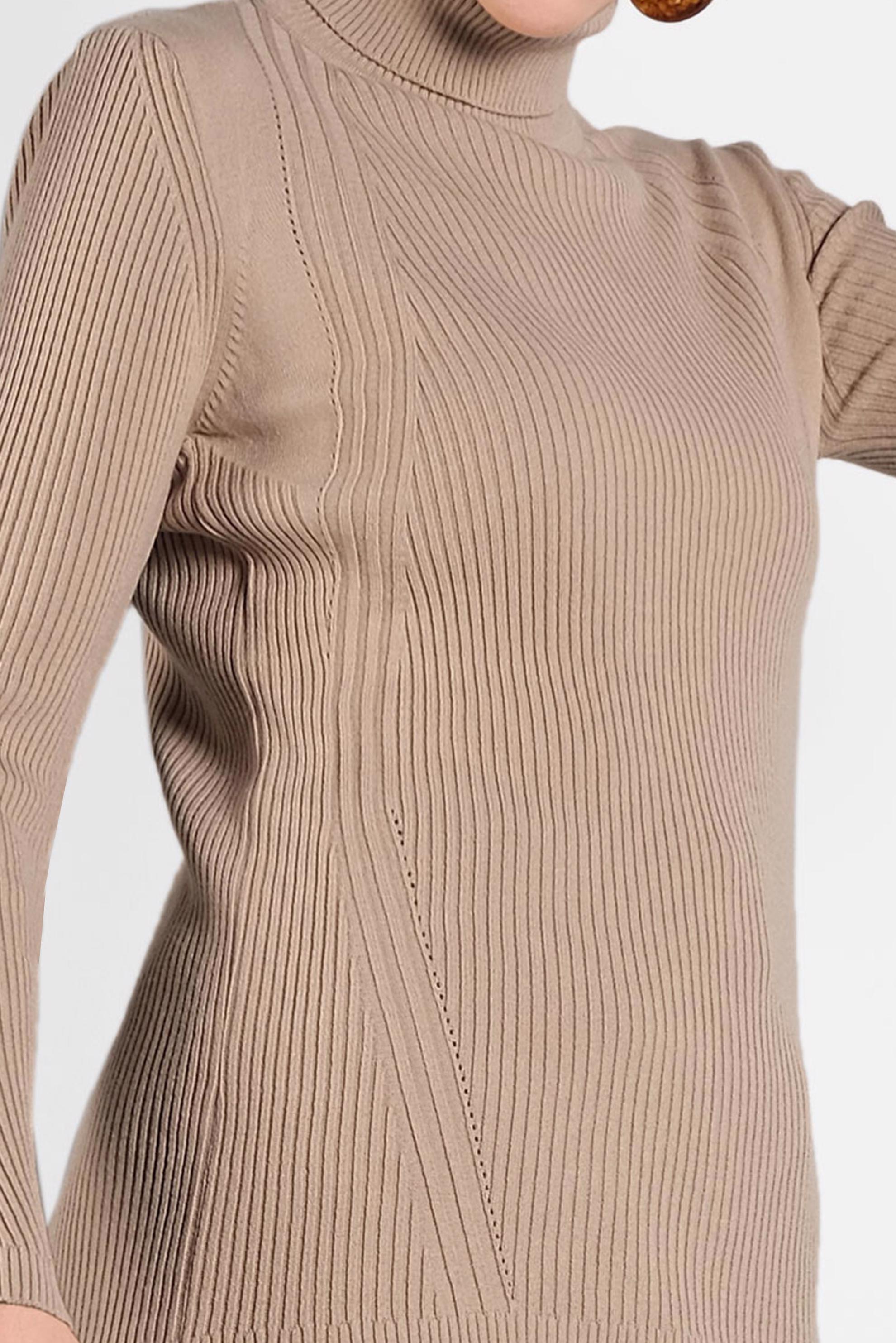 Tesettür giyim KAHVE BOĞAZLI TRİKO KAZAK 40278