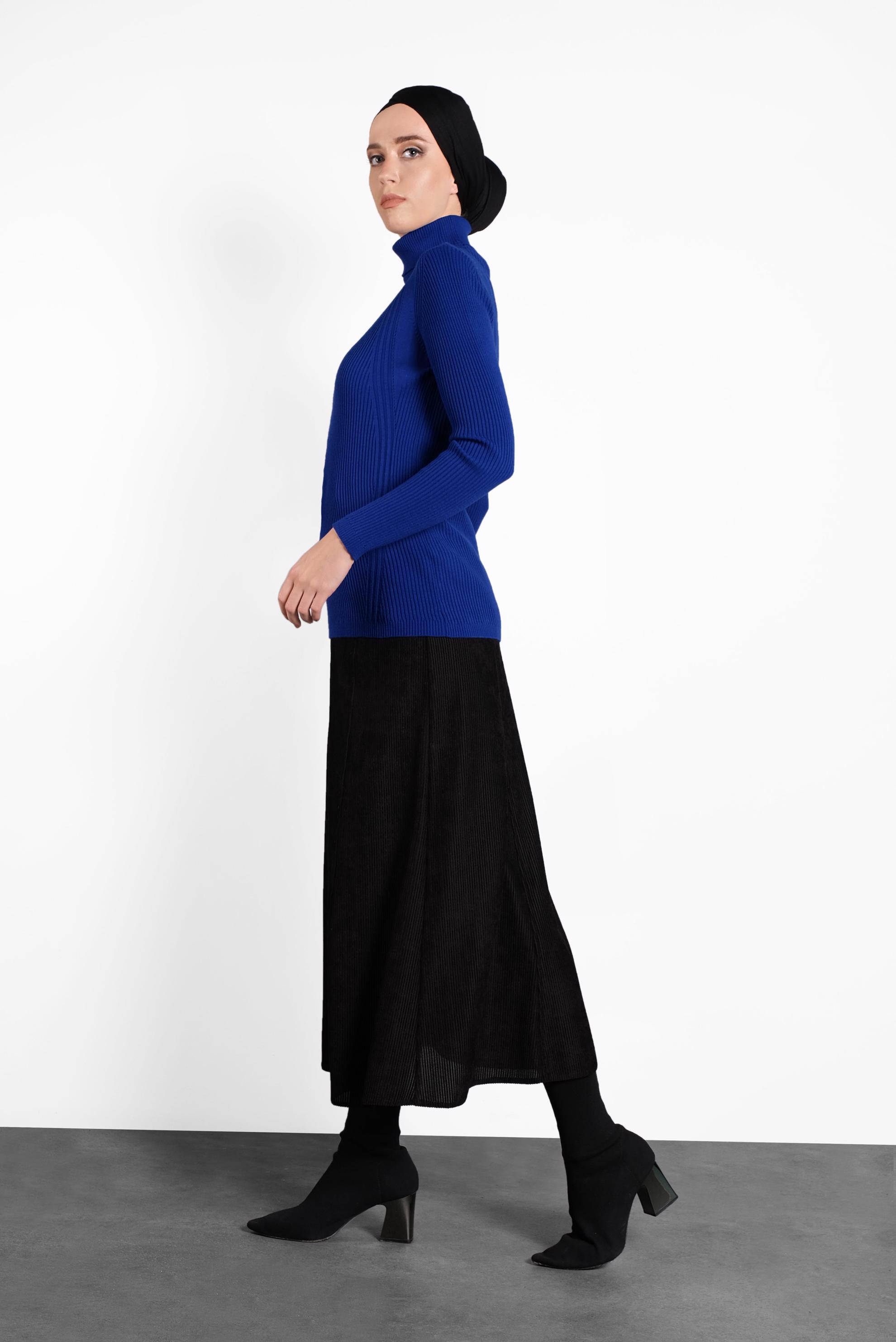 Tesettür giyim LACİVERT BOĞAZLI TRİKO KAZAK 40278