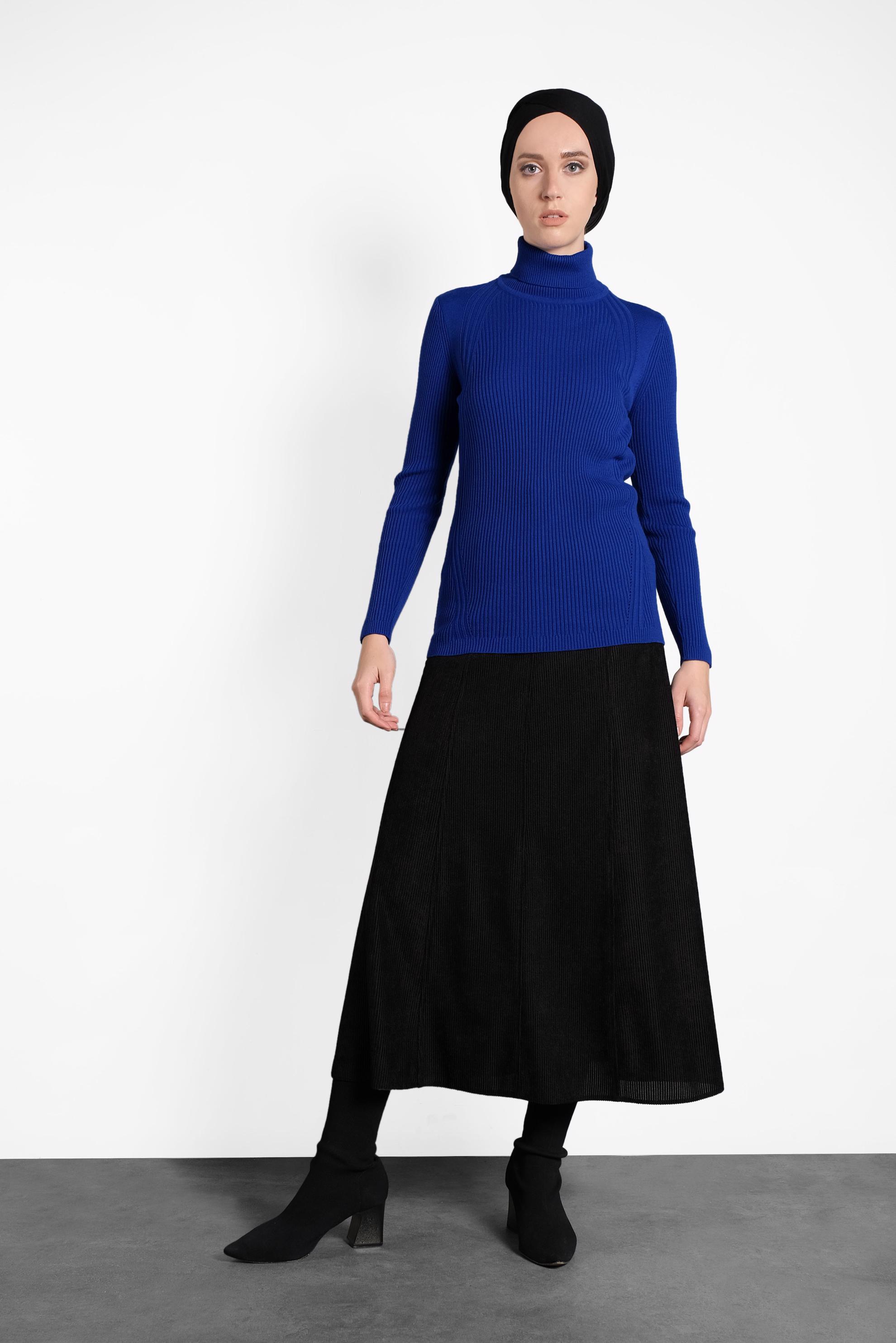 Tesettür giyim LACİVERT BOĞAZLI TRİKO KAZAK 40278