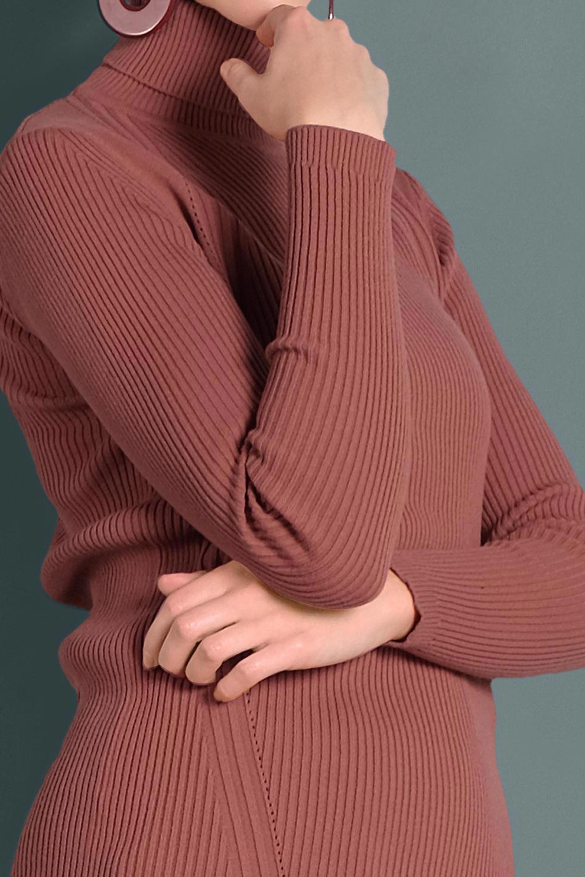 Tesettür giyim PEMBE BOĞAZLI TRİKO KAZAK 40278