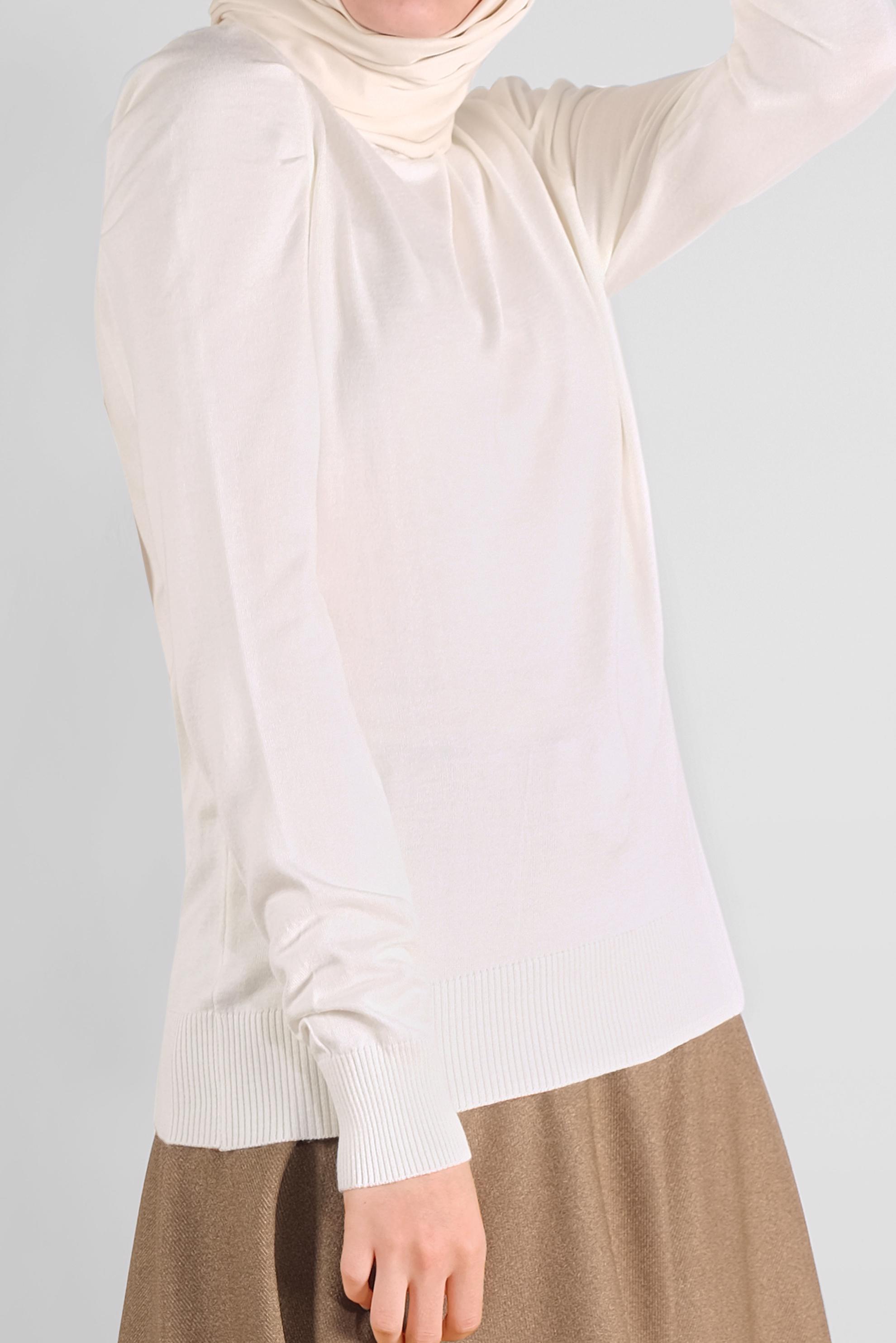 Tesettür giyim BEYAZ BOĞAZLI TRİKO KAZAK 41021