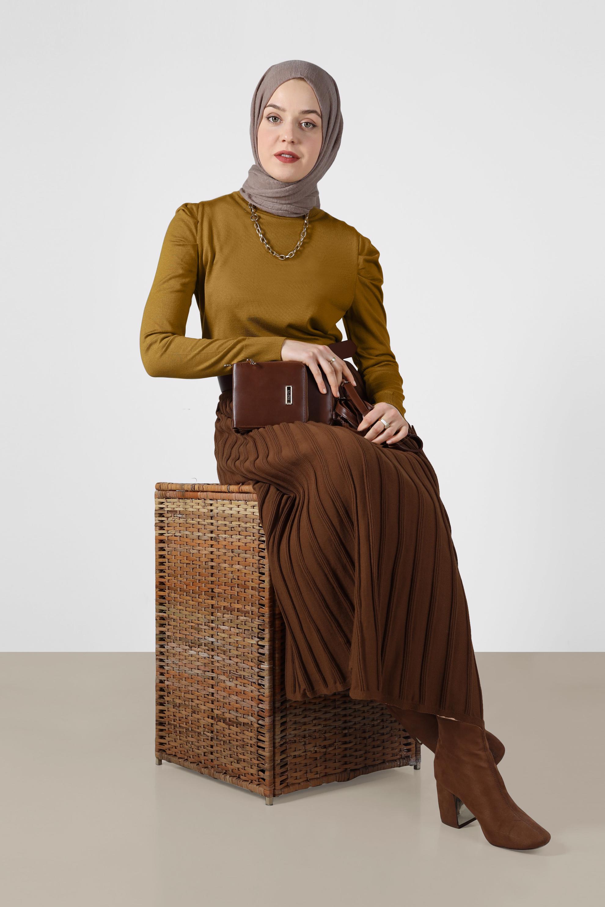 Tesettür giyim SARI BOĞAZLI TRİKO KAZAK 41021