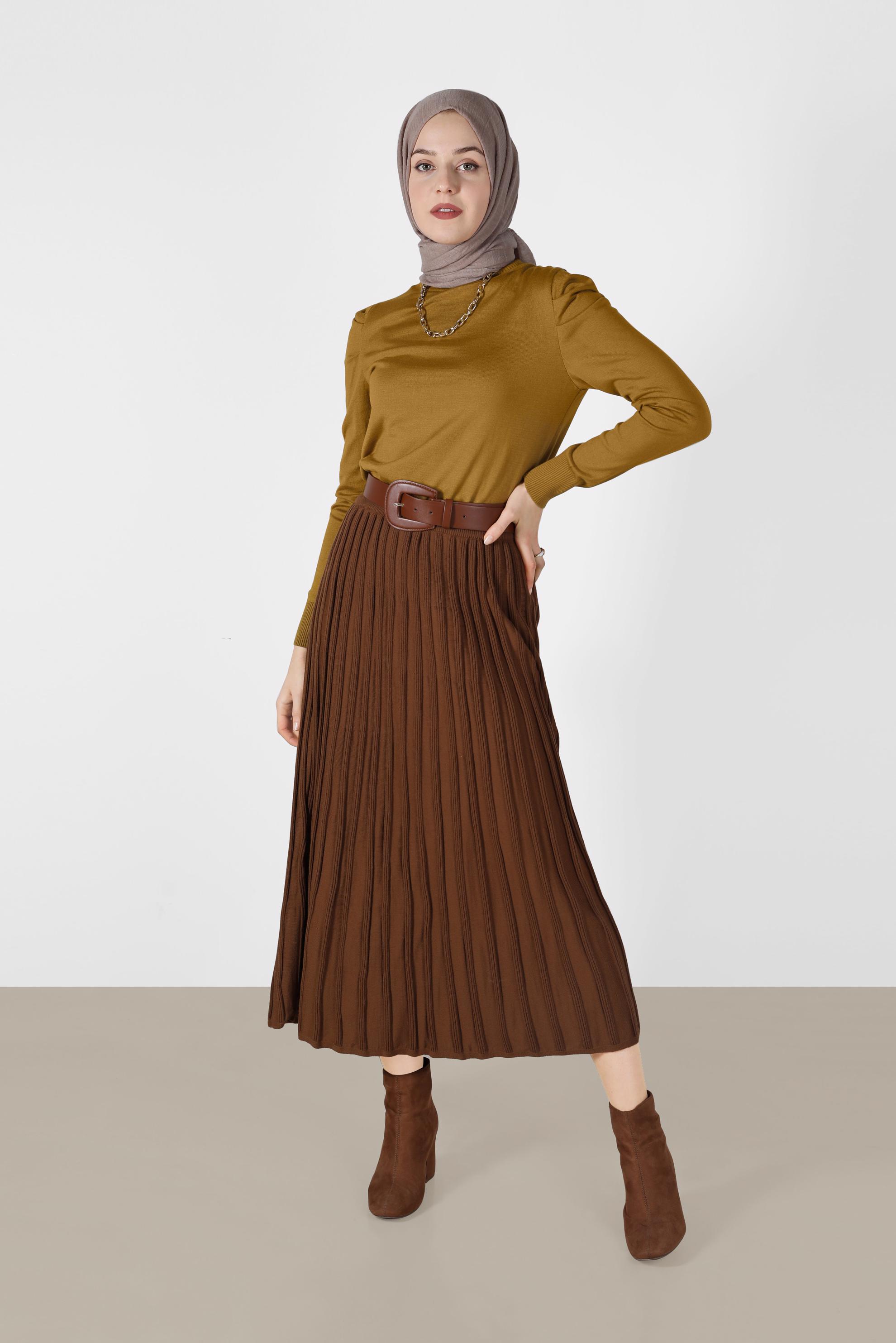 Tesettür giyim SARI BOĞAZLI TRİKO KAZAK 41021