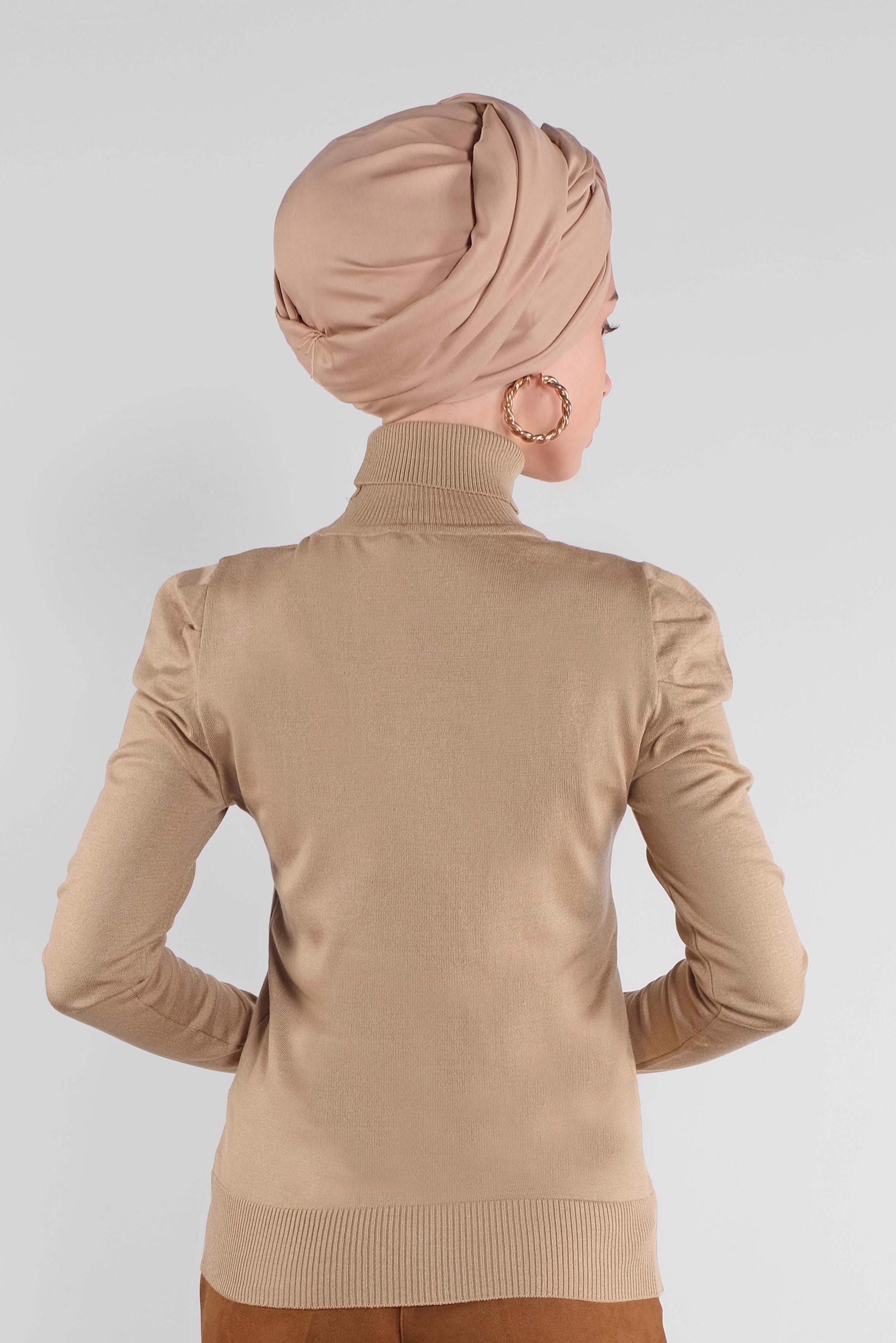 Tesettür giyim KAHVE BOĞAZLI TRİKO KAZAK 41021