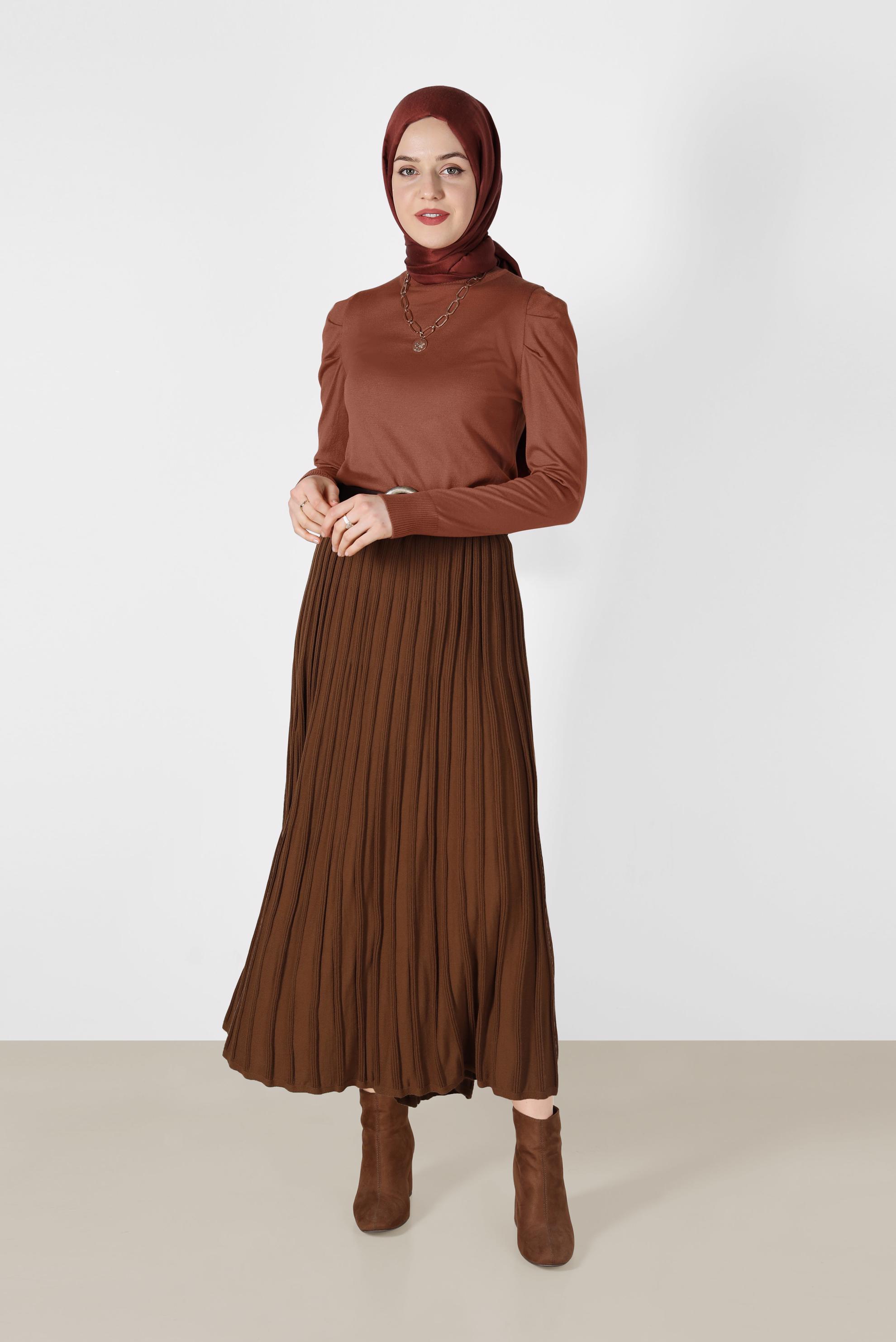 Tesettür giyim TURUNCU BOĞAZLI TRİKO KAZAK 41021