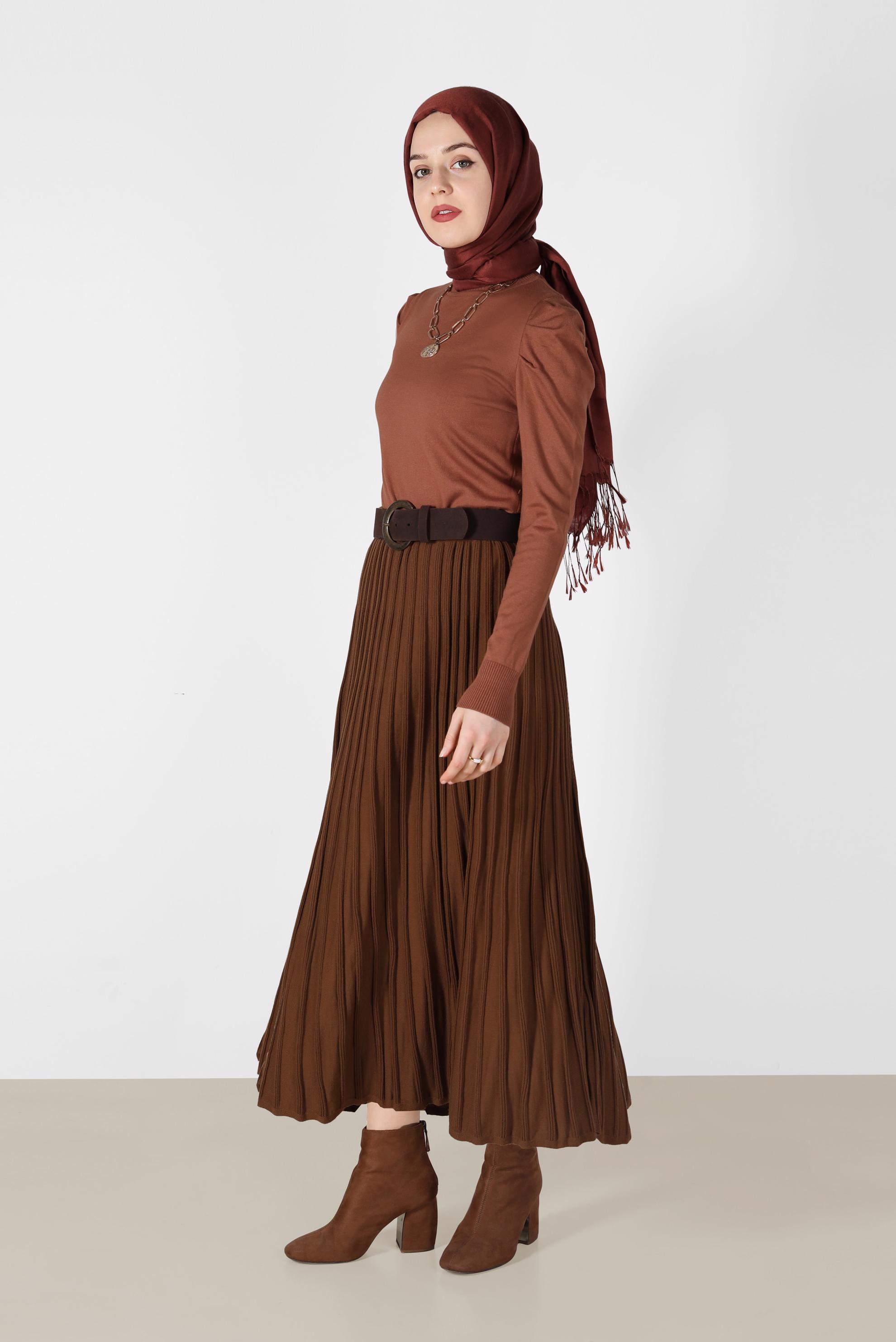 Tesettür giyim TURUNCU BOĞAZLI TRİKO KAZAK 41021