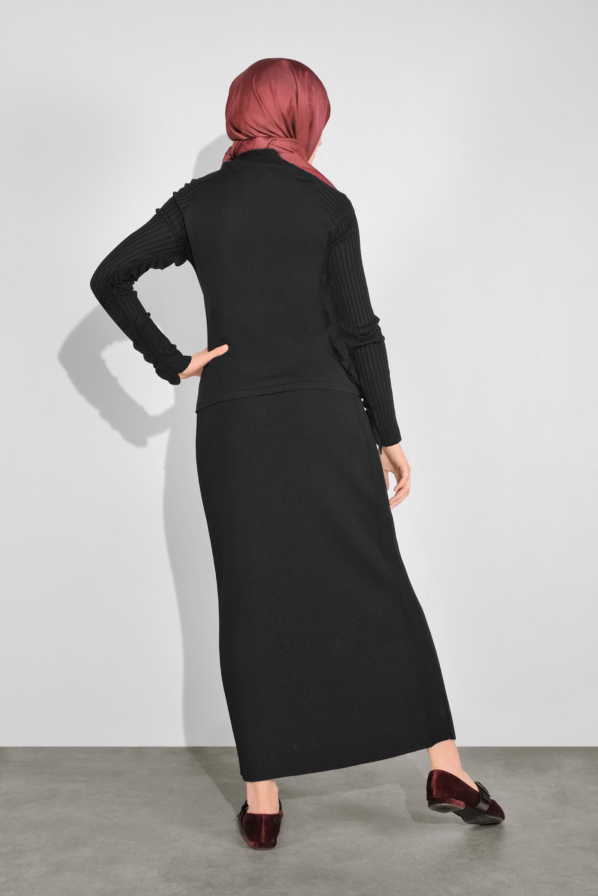 Hijab clothing BLACK RUFFLED KNITWEAR 41022 