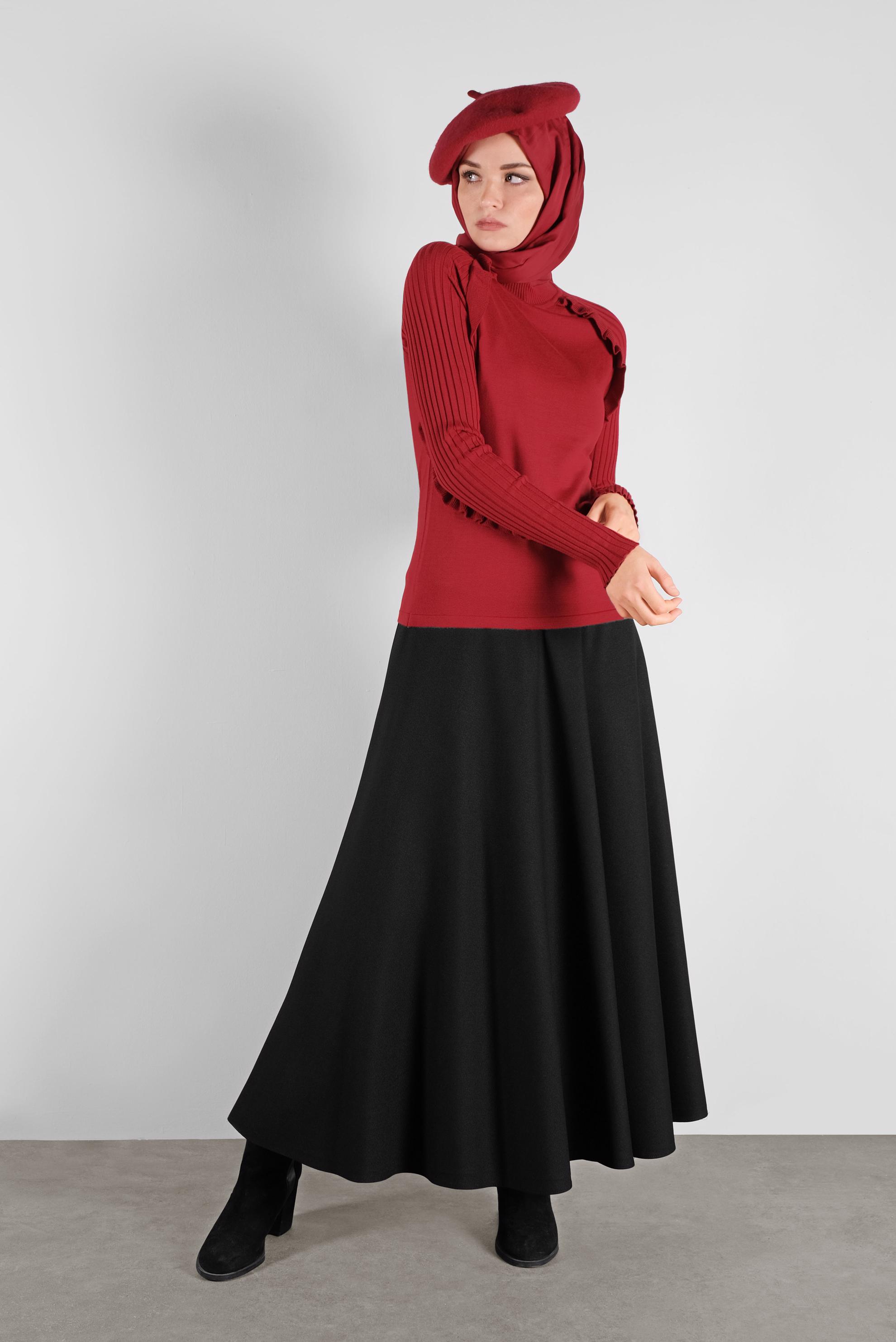 Hijab clothing RED RUFFLED KNITWEAR 41022 