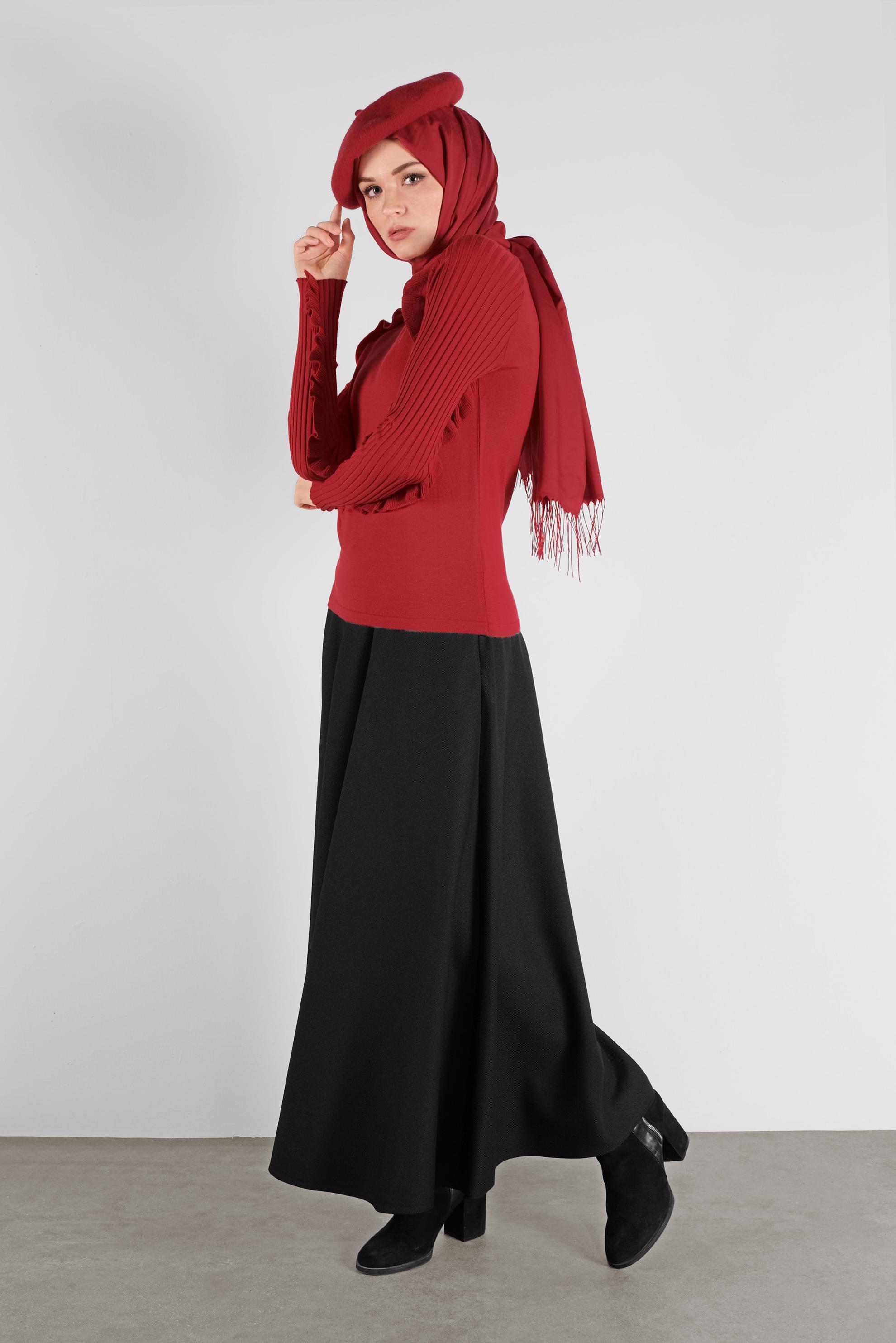 Hijab clothing RED RUFFLED KNITWEAR 41022 