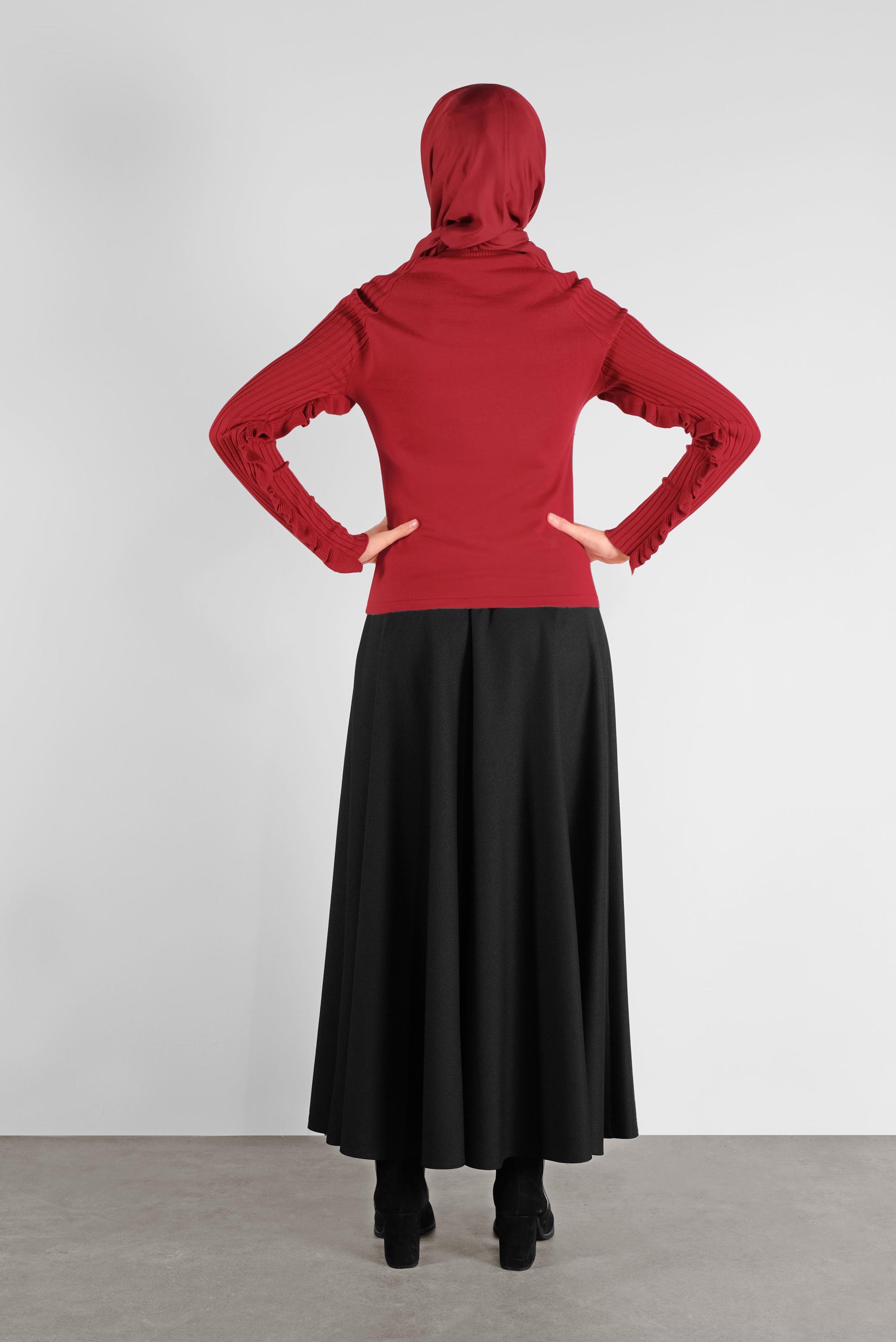 Hijab clothing RED RUFFLED KNITWEAR 41022 