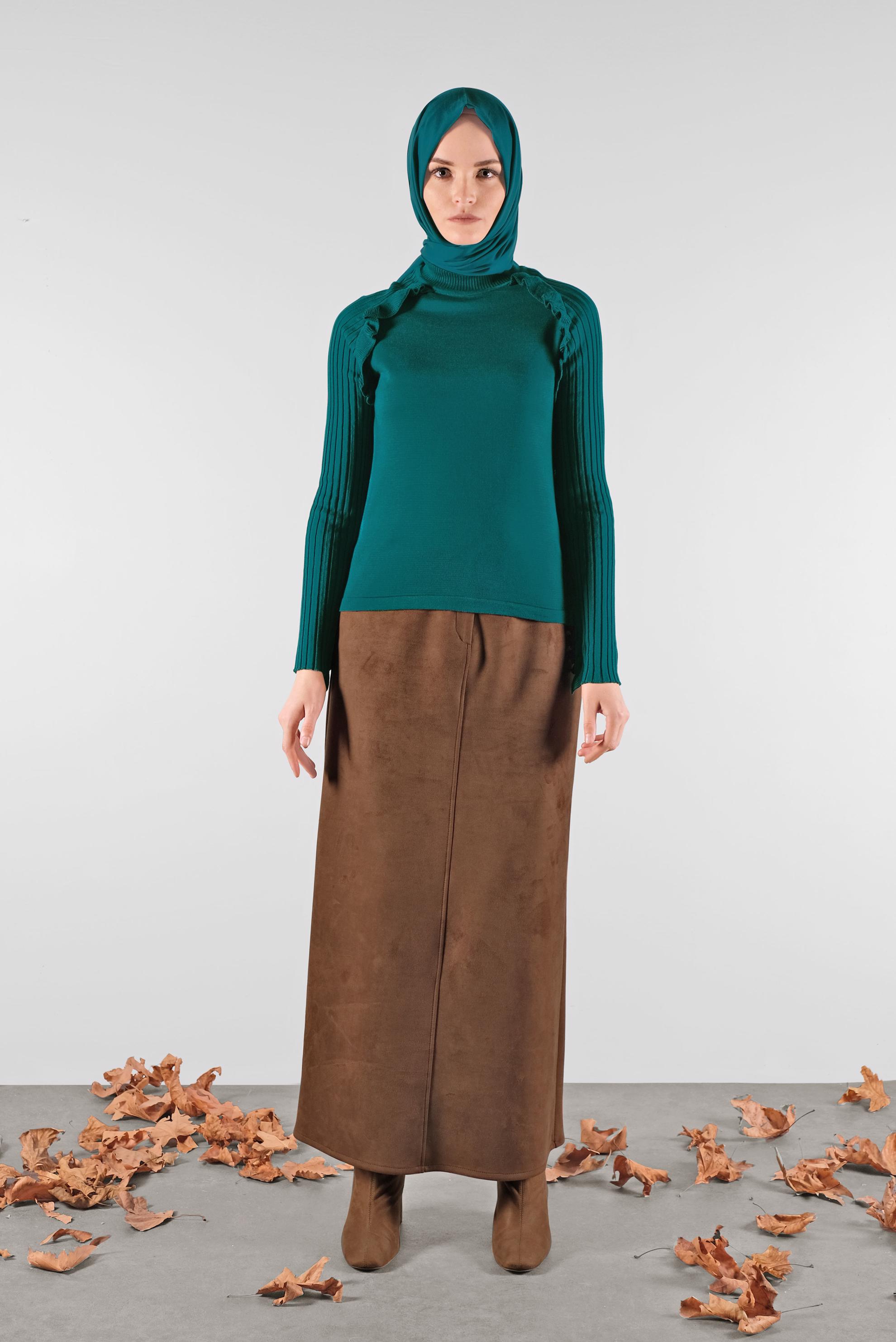 Hijab clothing BLUE RUFFLED KNITWEAR 41022 