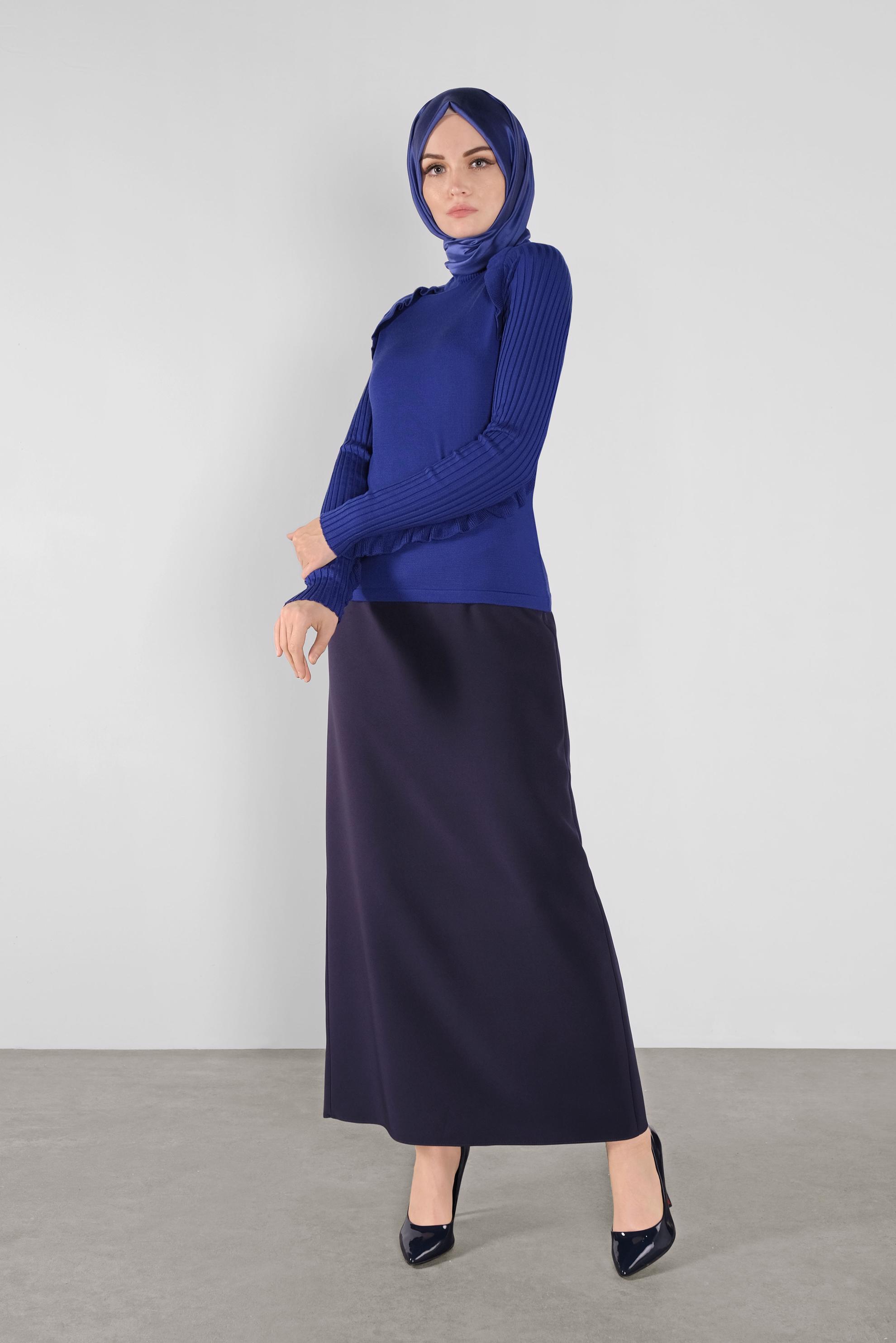 Tesettür giyim LACİVERT FIRFIRLI TRİKO KAZAK 41022