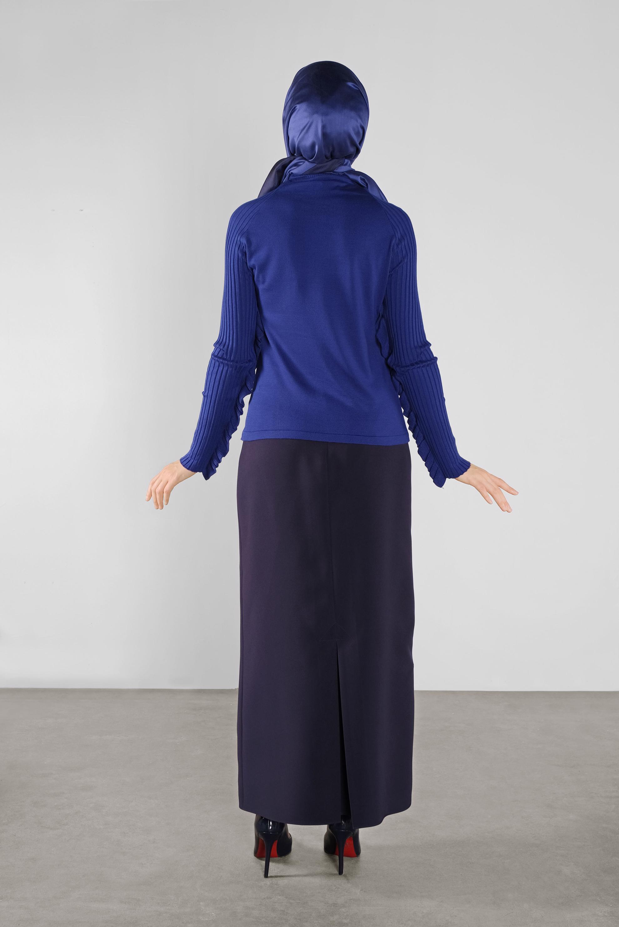 Tesettür giyim LACİVERT FIRFIRLI TRİKO KAZAK 41022