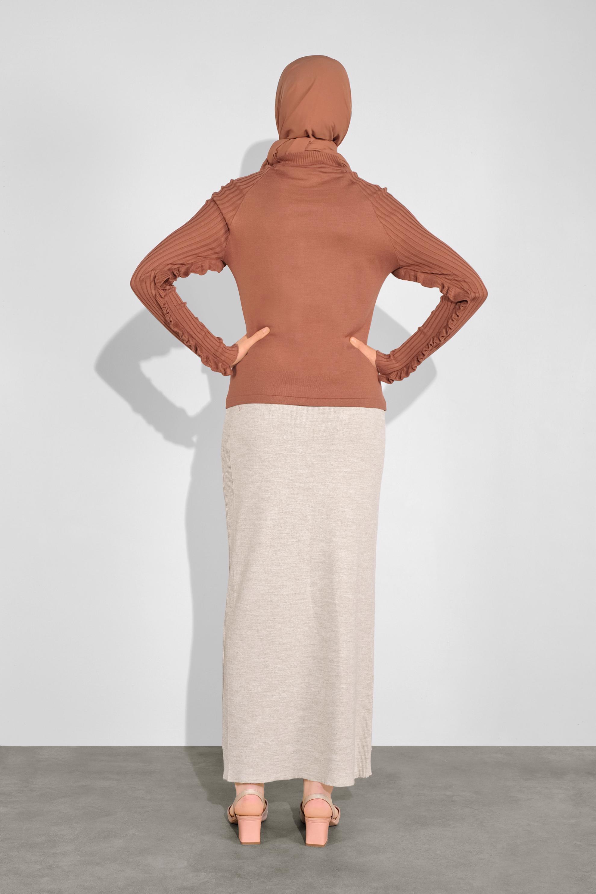 Hijab clothing ORANGE RUFFLED KNITWEAR 41022 
