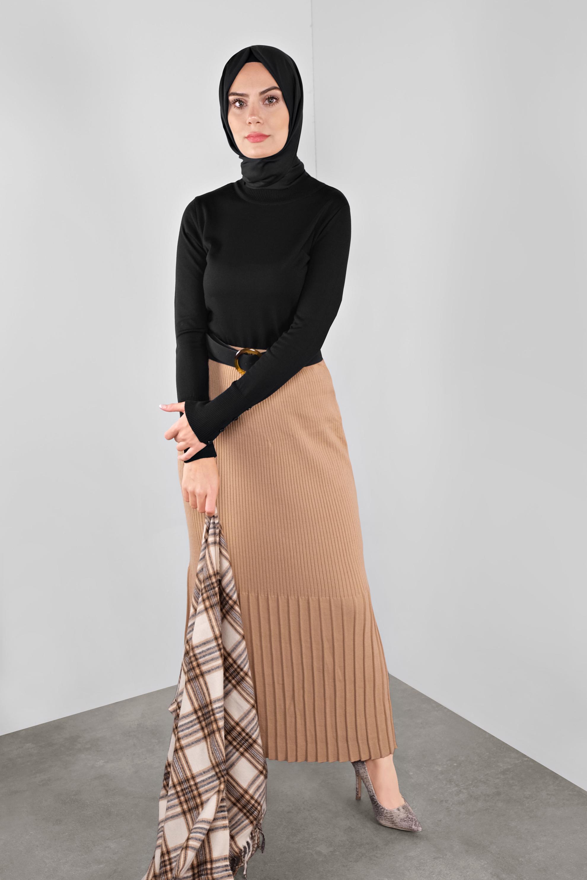 Tesettür giyim SİYAH BASİC TRİKO KAZAK 41023 