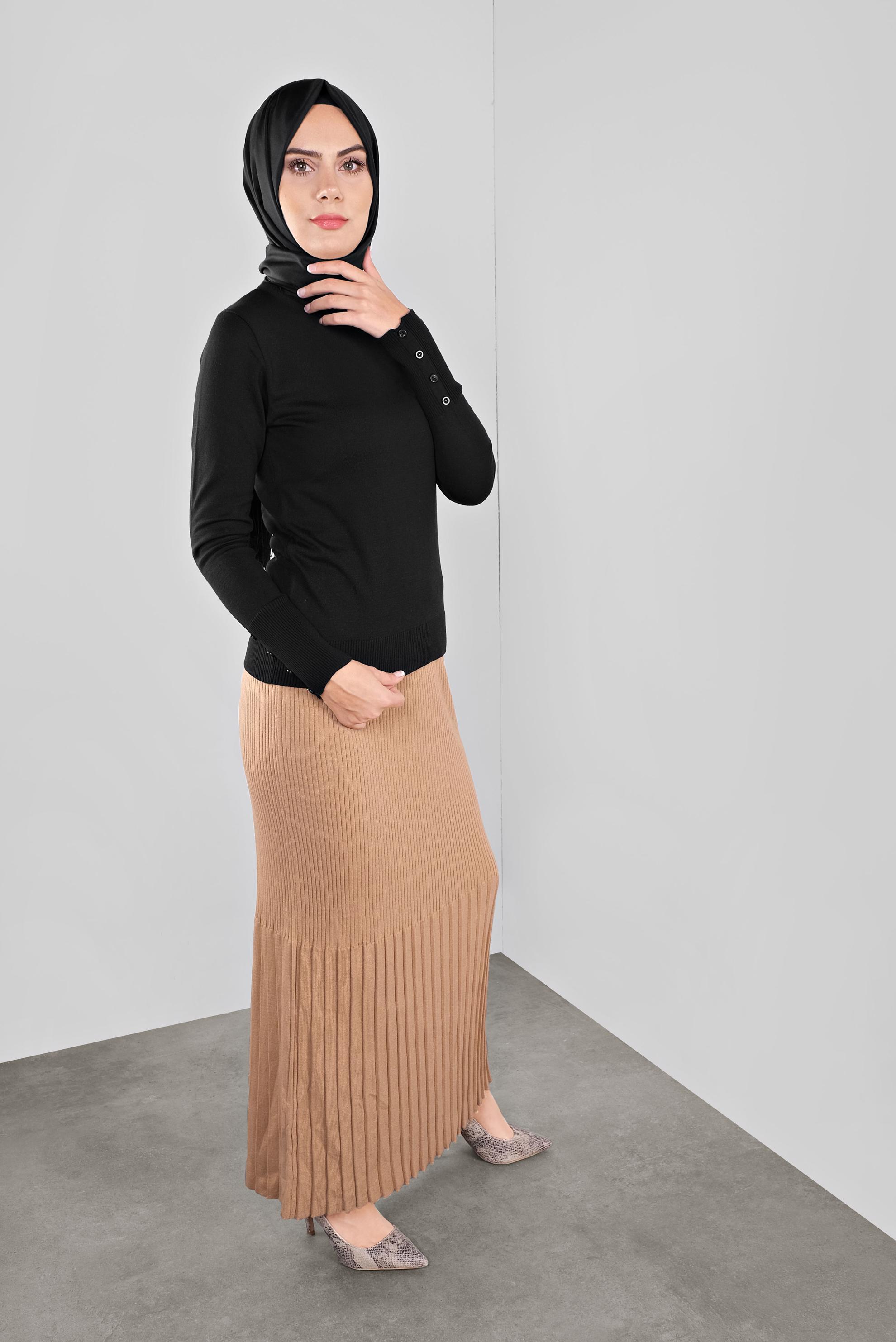 Tesettür giyim SİYAH BASİC TRİKO KAZAK 41023 