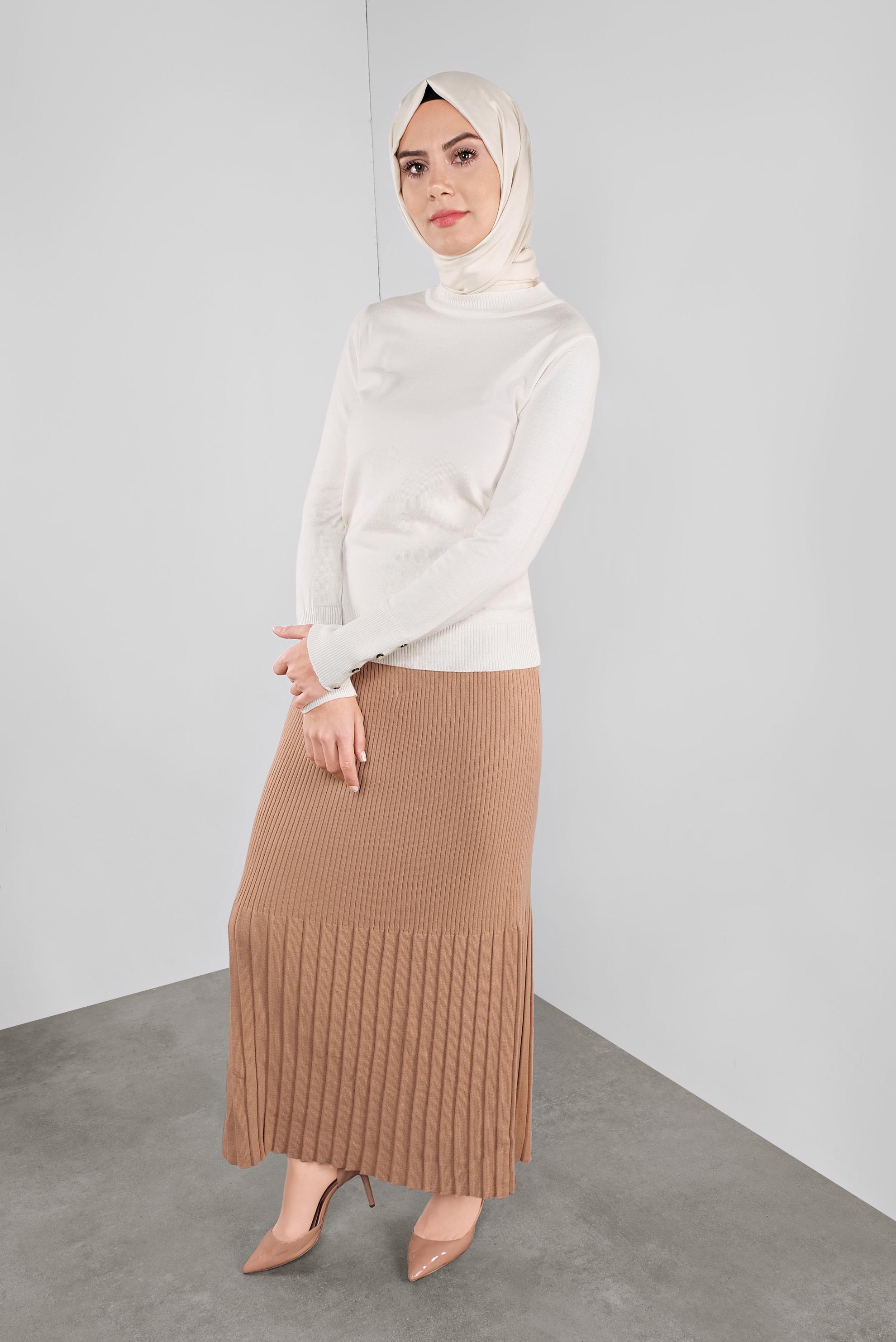 Tesettür giyim BEYAZ BASİC TRİKO KAZAK 41023 