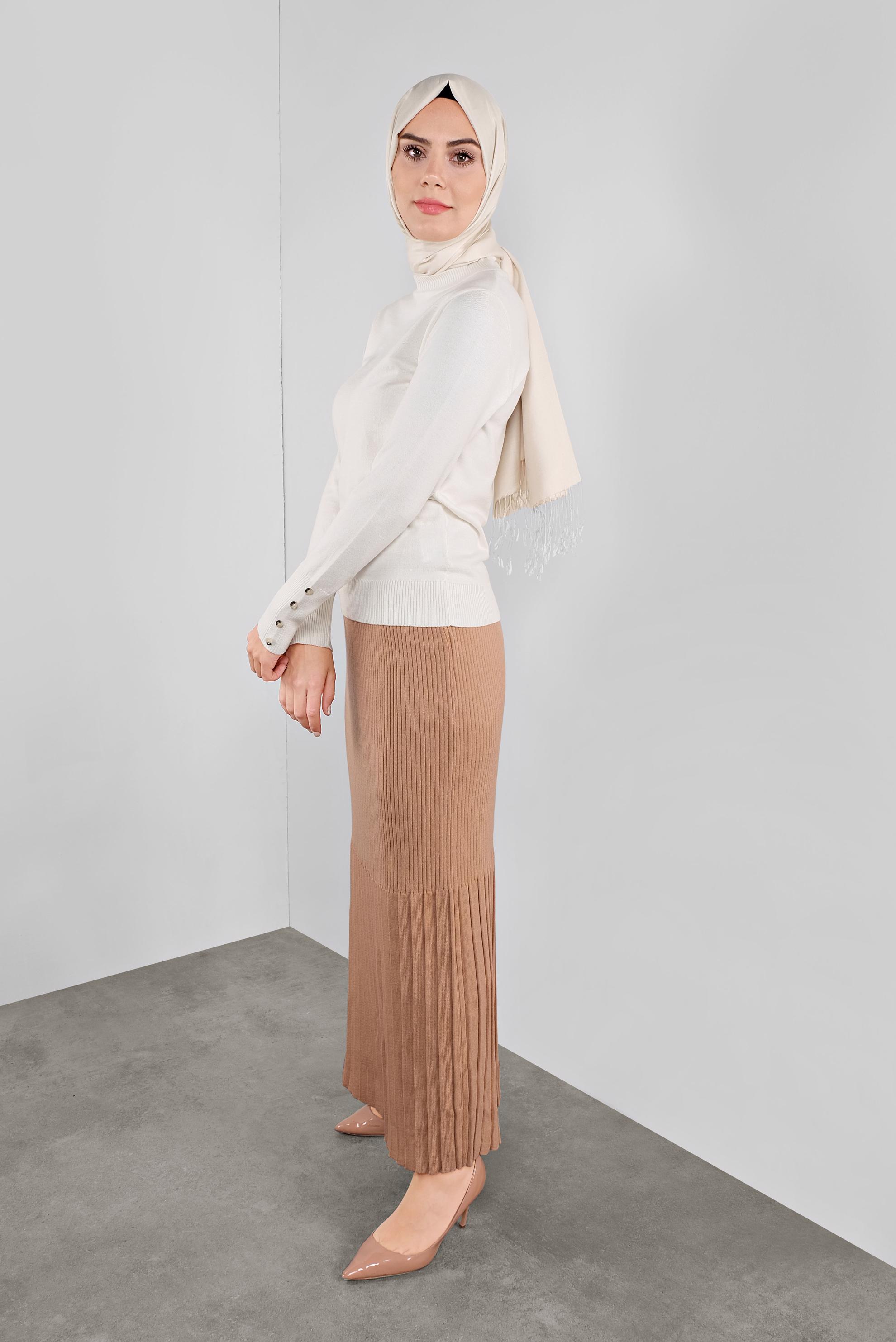 Tesettür giyim BEYAZ BASİC TRİKO KAZAK 41023 