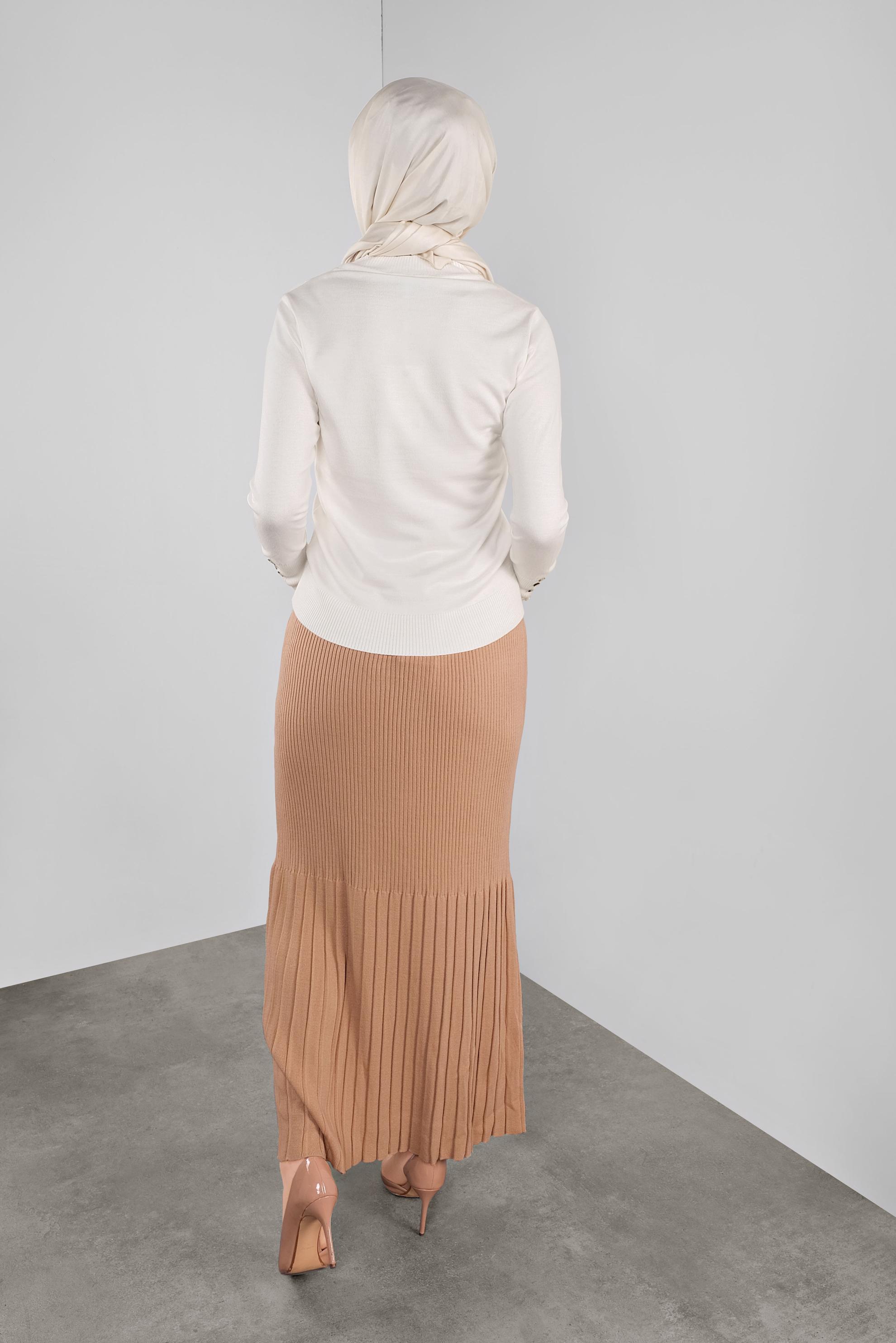 Tesettür giyim BEYAZ BASİC TRİKO KAZAK 41023 