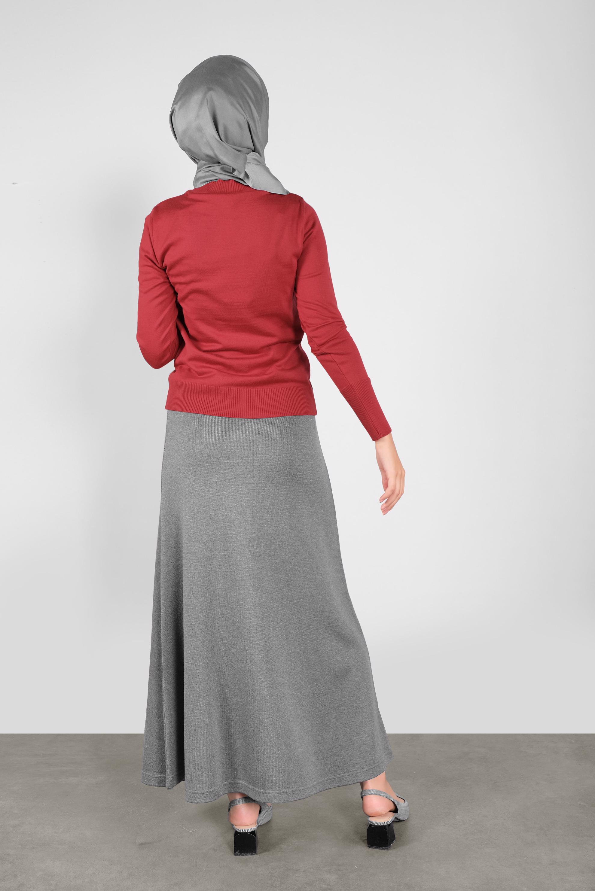 Tesettür giyim KIRMIZI BASİC TRİKO KAZAK 41023 