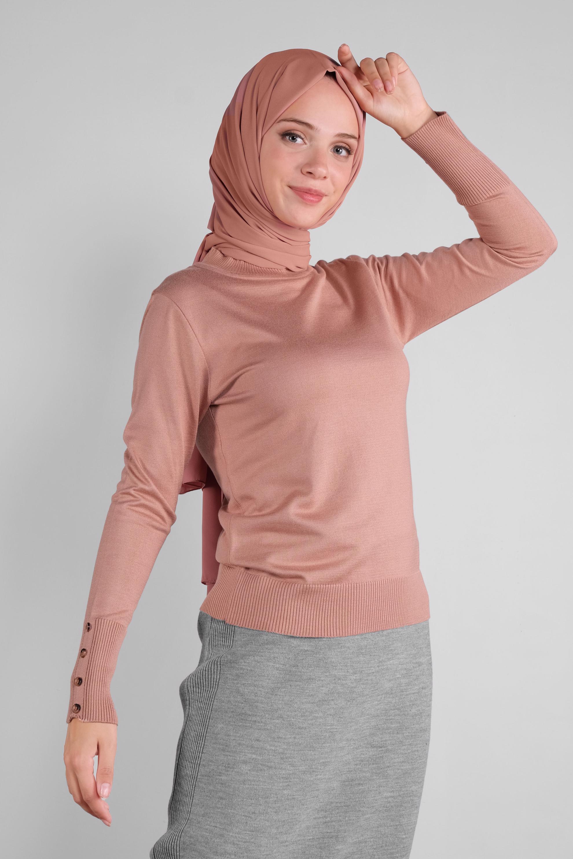 Tesettür giyim PUDRA BASİC TRİKO KAZAK 41023 